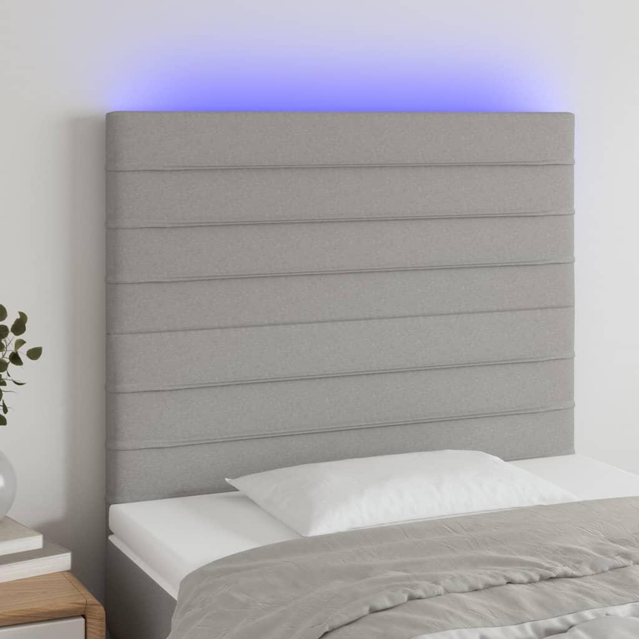 Voir la diapositive 1 : VIDAXL Tete de lit a LED Gris clair 80x5x118/128 cm Tissu
