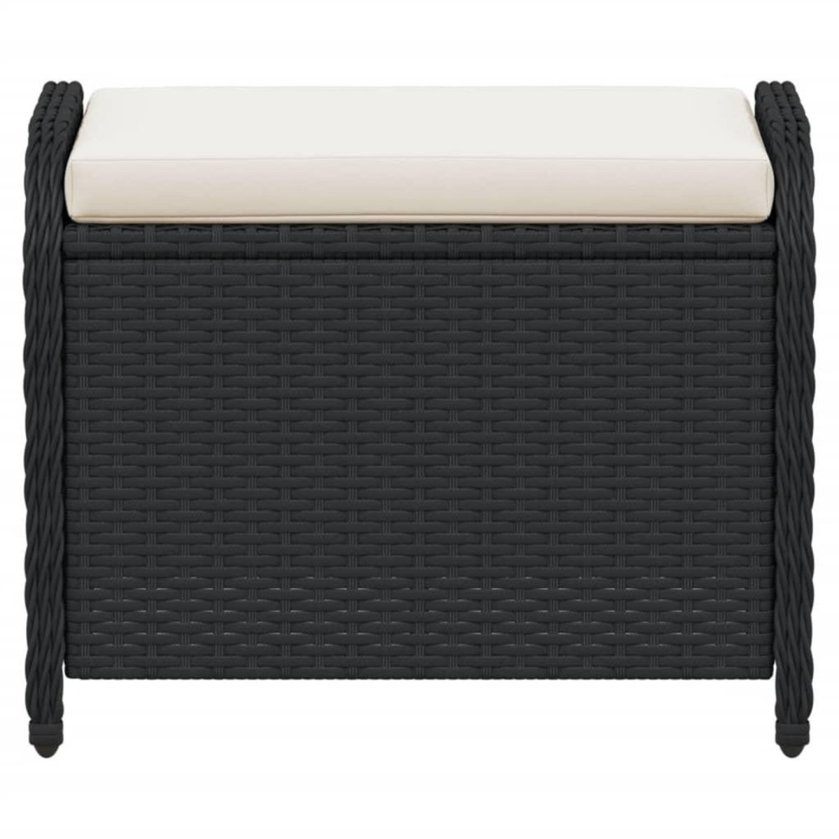 VIDAXL Tabouret de jardin avec coussin noir 58x46x46 cm resine tressee