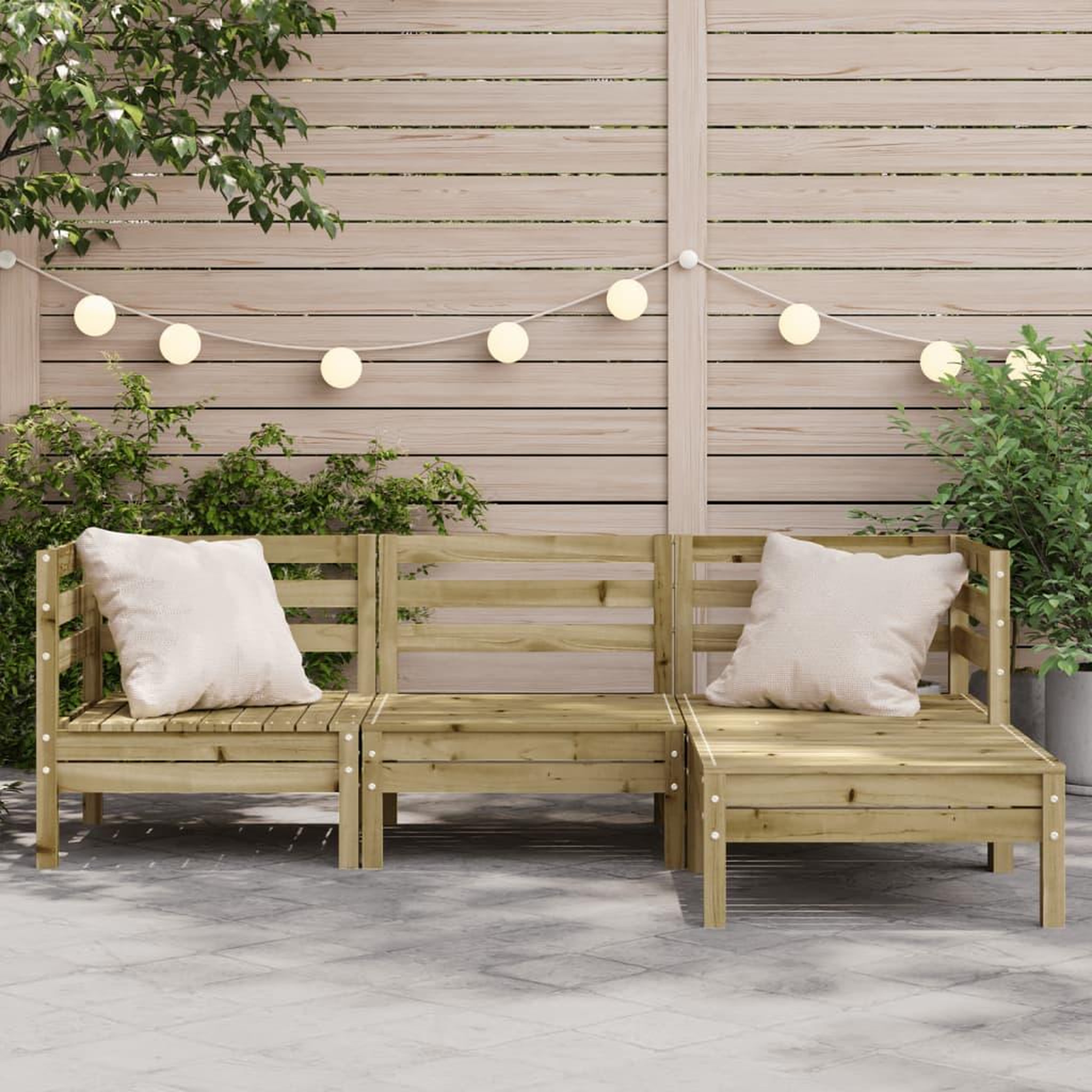 Voir la diapositive 3 : VIDAXL Canape de jardin 3 places avec repose-pieds bois pin impregne