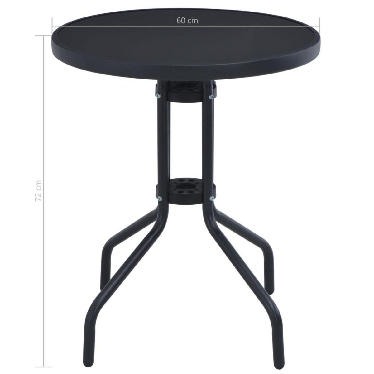 VIDAXL Table de jardin Noir 60 cm Acier et verre