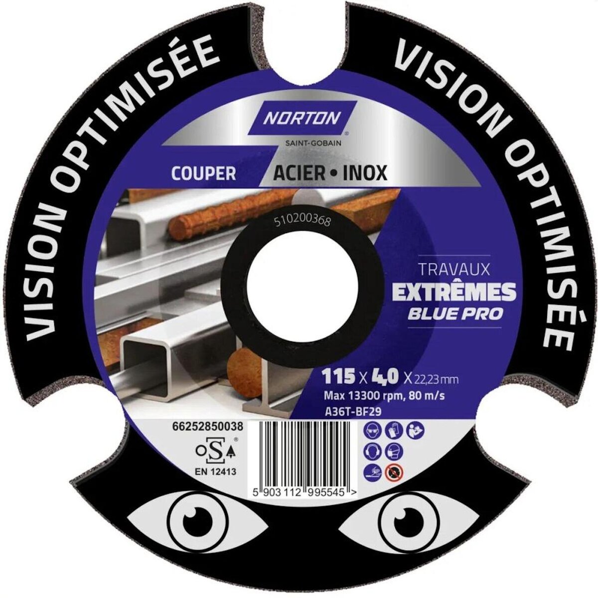 Norton Disque vision extreme acier inox 115 x 4,0