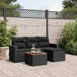 VIDAXL Salon de jardin 5 pcs avec coussins noir resine tressee