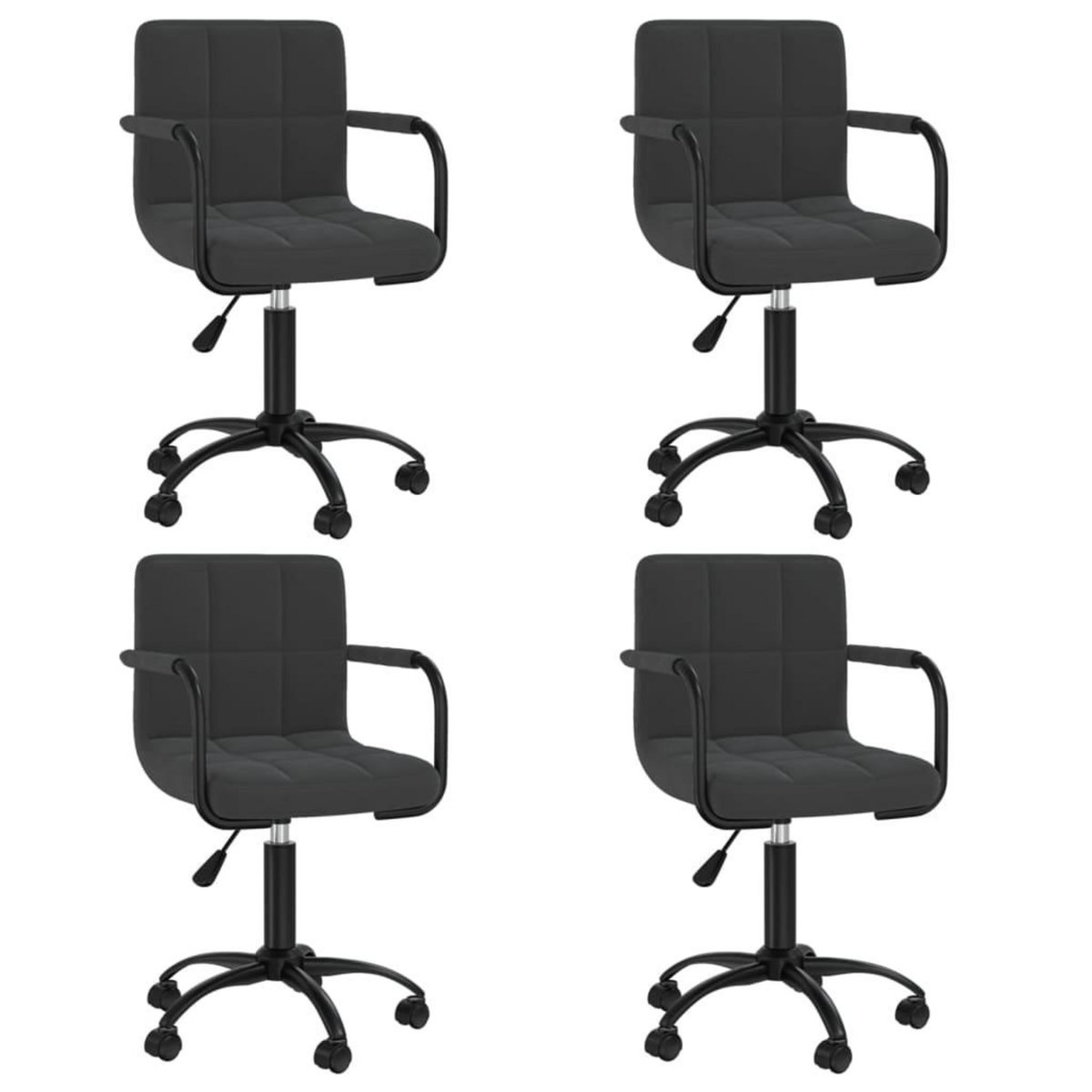 VIDAXL Chaises pivotantes a manger lot de 4 noir velours