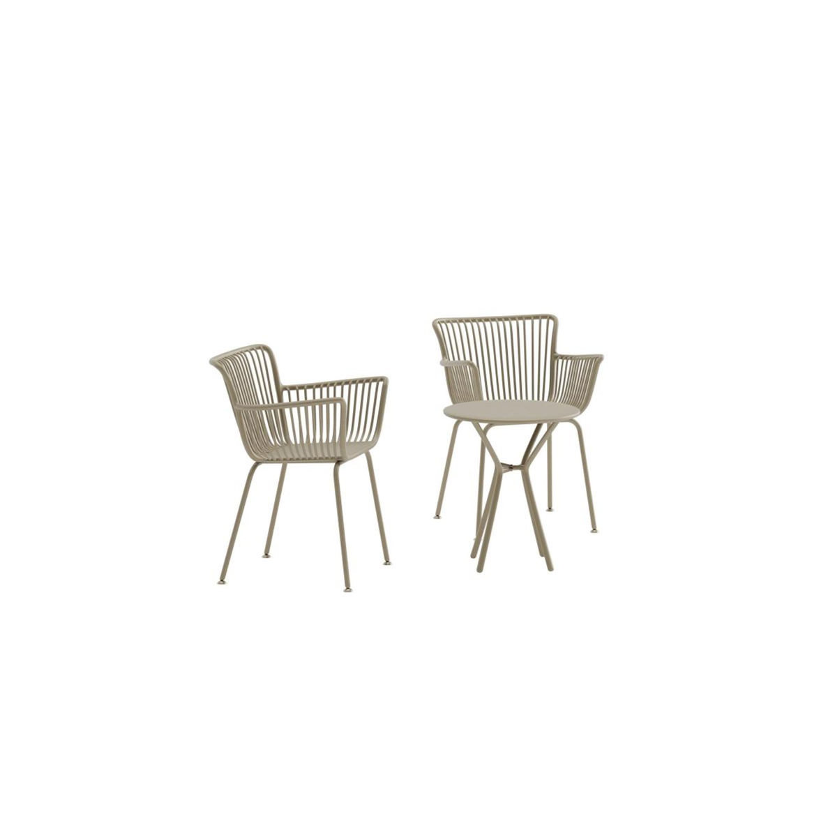 Paris Prix Ensemble Table de Jardin & 2 Chaises  Sifnos  60cm Beige