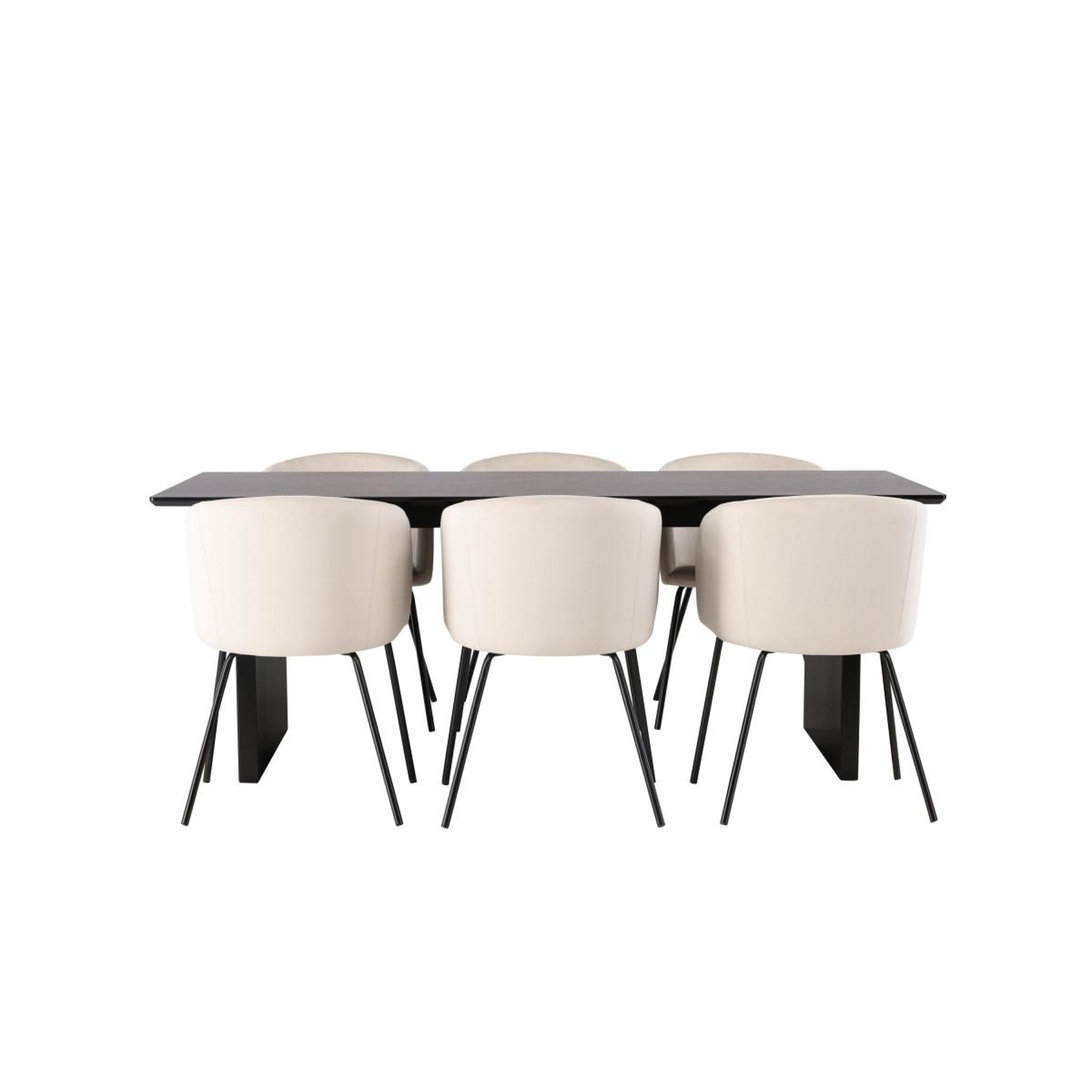 Voir la diapositive 2 : Paris Prix Ensemble table à manger & 6 chaises  vail & berit  200cm beige & noir