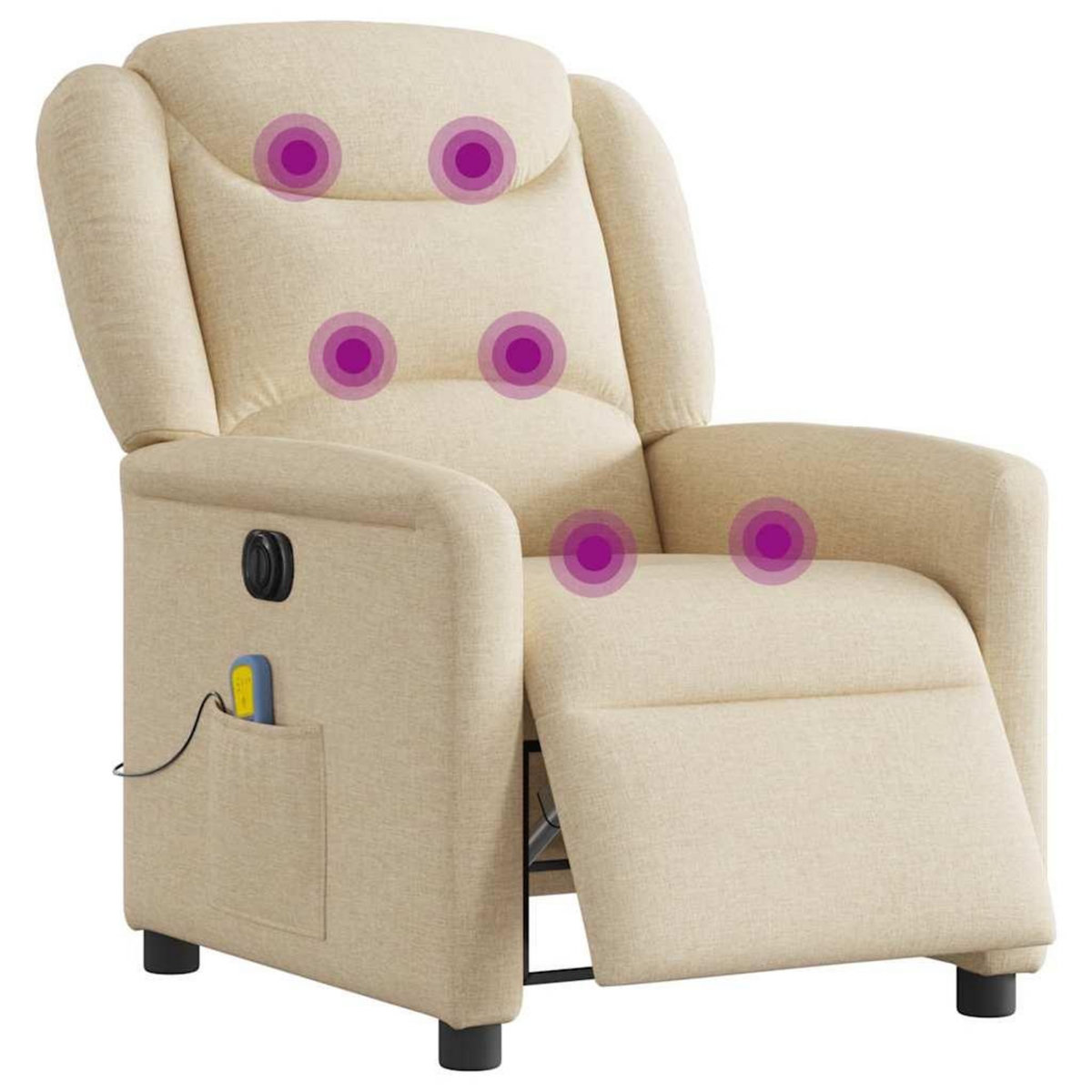 VIDAXL Fauteuil inclinable de massage electrique creme tissu