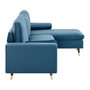 Voir la diapositive 5 : MARKET24 Canapé d'angle fixe réversible - 3 places - Tissu bleu - Pieds bois et doré - L 194 x P 139 x H 83 - NEW YORK