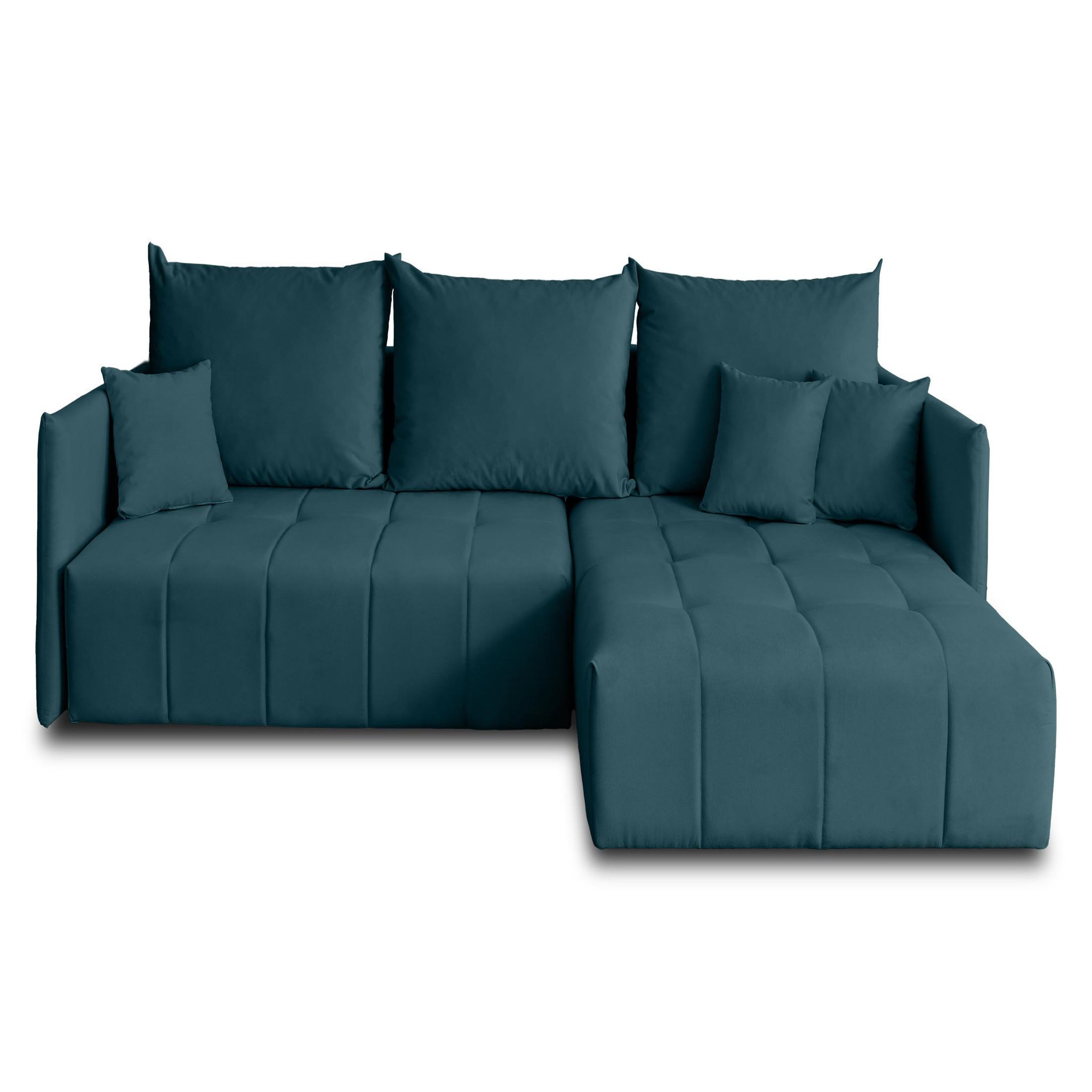 Voir la diapositive 1 : BEST MOBILIER Petra - canapé d'angle réversible - convertible avec coffre - 4 places - en velours