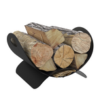 ID MARKET Panier range bûches demi lune 40 x 30 x 25 cm en acier noir