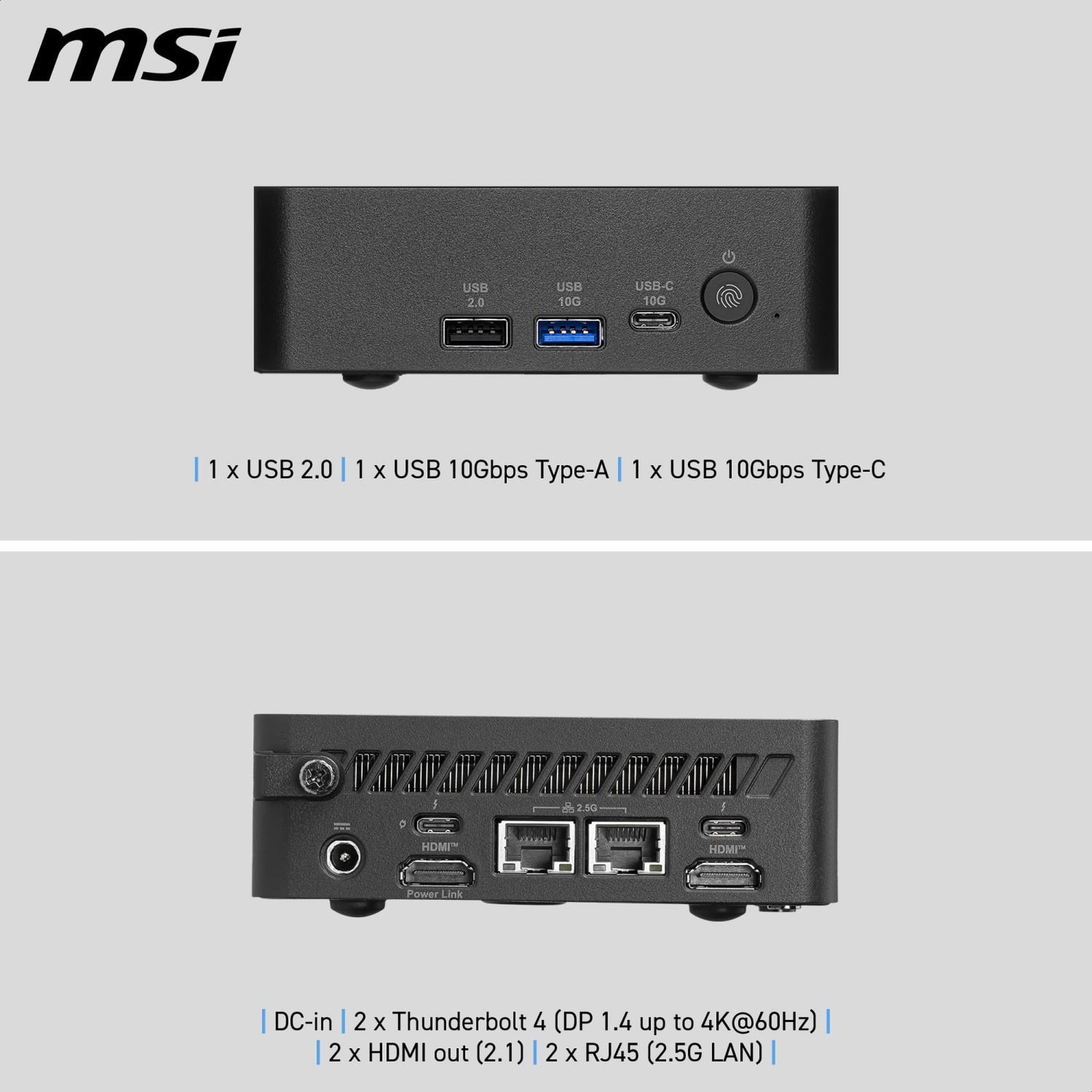 Voir la diapositive 3 : MSI Msi cubi nuc ai+ 3mg-002eu copilot+ pc intel core ultra 9 386h 32 go ddr5-sdram 1 to ssd windows 11 pro mini pc noir