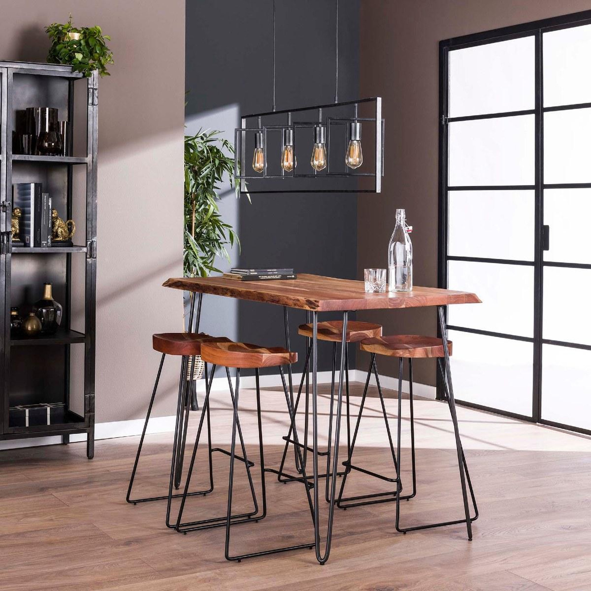 Voir la diapositive 3 : JLC KREATION Table haute en bois d'acacia massif 130cm edito