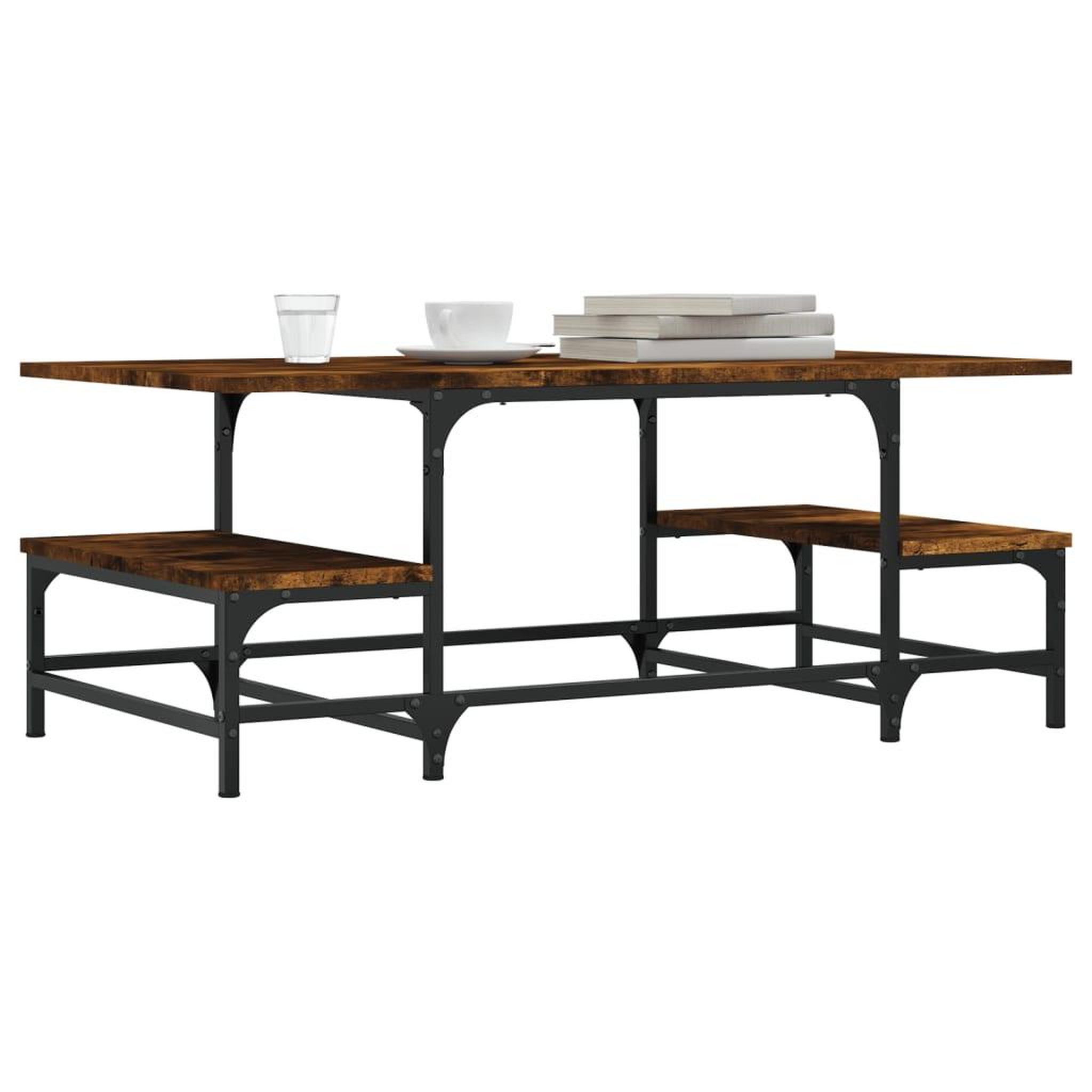 Voir la diapositive 3 : VIDAXL Table basse chene fume 100x50,5x40 cm bois d'ingenierie