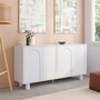 Voir la diapositive 2 : ID MARKET Buffet 160 cm ARCHIE 4 portes design arche blanc