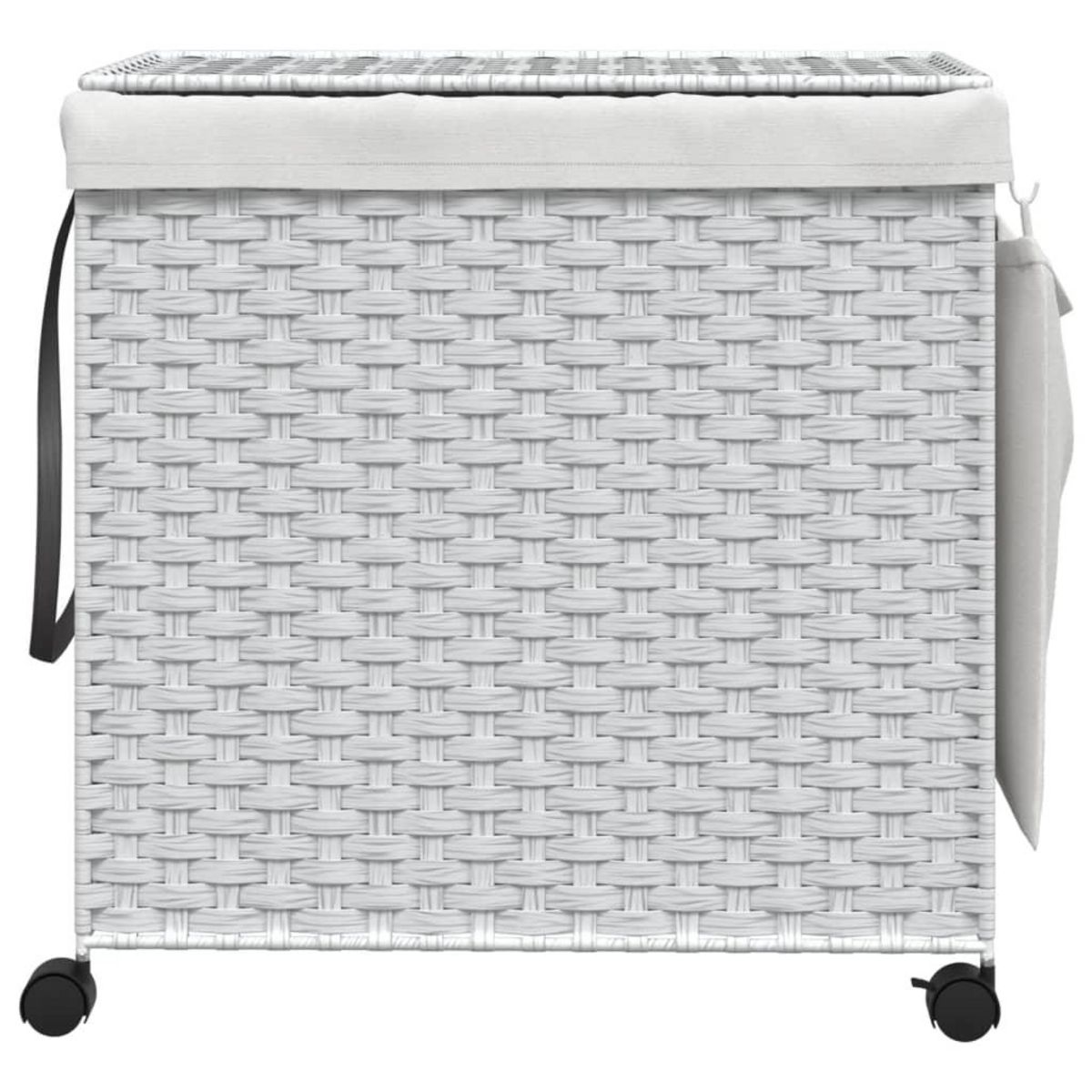 VIDAXL Panier a linge avec roulettes blanc 60x35x60,5cm resine tressee