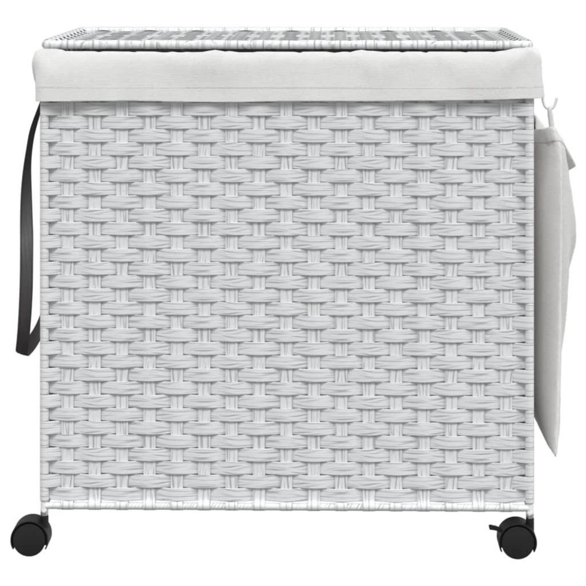 VIDAXL Panier a linge avec roulettes blanc 60x35x60,5cm resine tressee