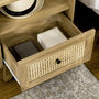 Voir la diapositive 5 : HOMCOM Chevet style bohème - table de nuit design - tiroir, niche - aspect bois manguier rotin