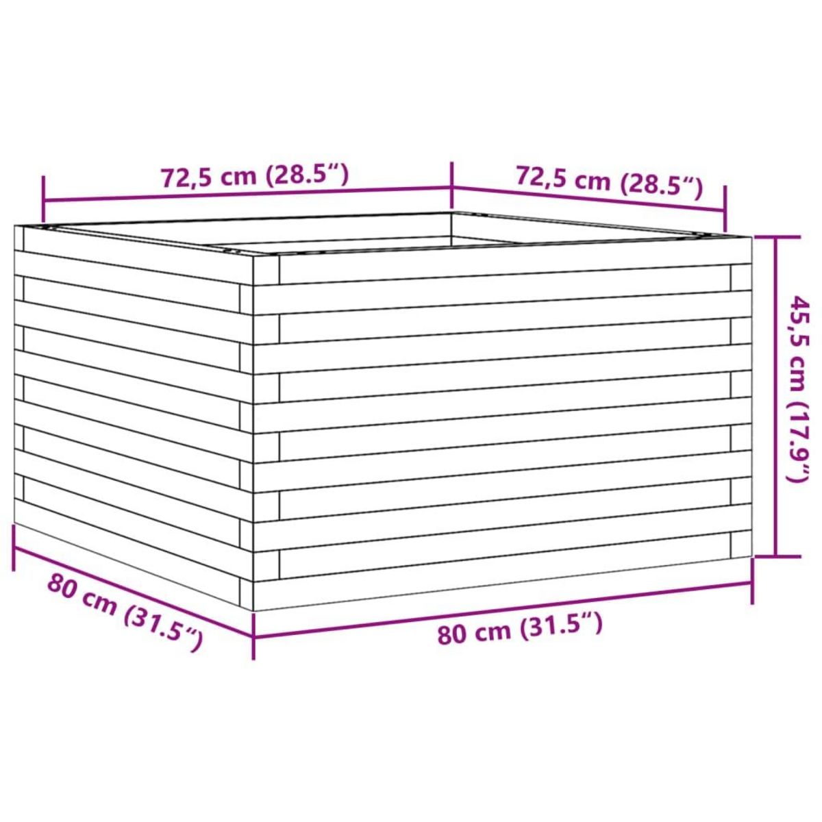 VIDAXL Jardiniere 80x80x45,5 cm bois de pin impregne
