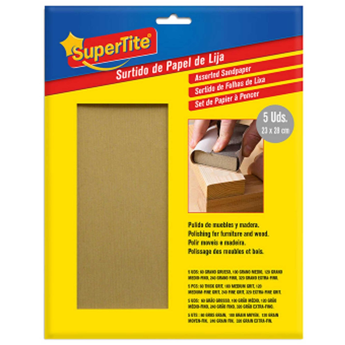 SUPERTITE Feuille à Ponceur SuperTite - Assortiment de 5 Feuilles
