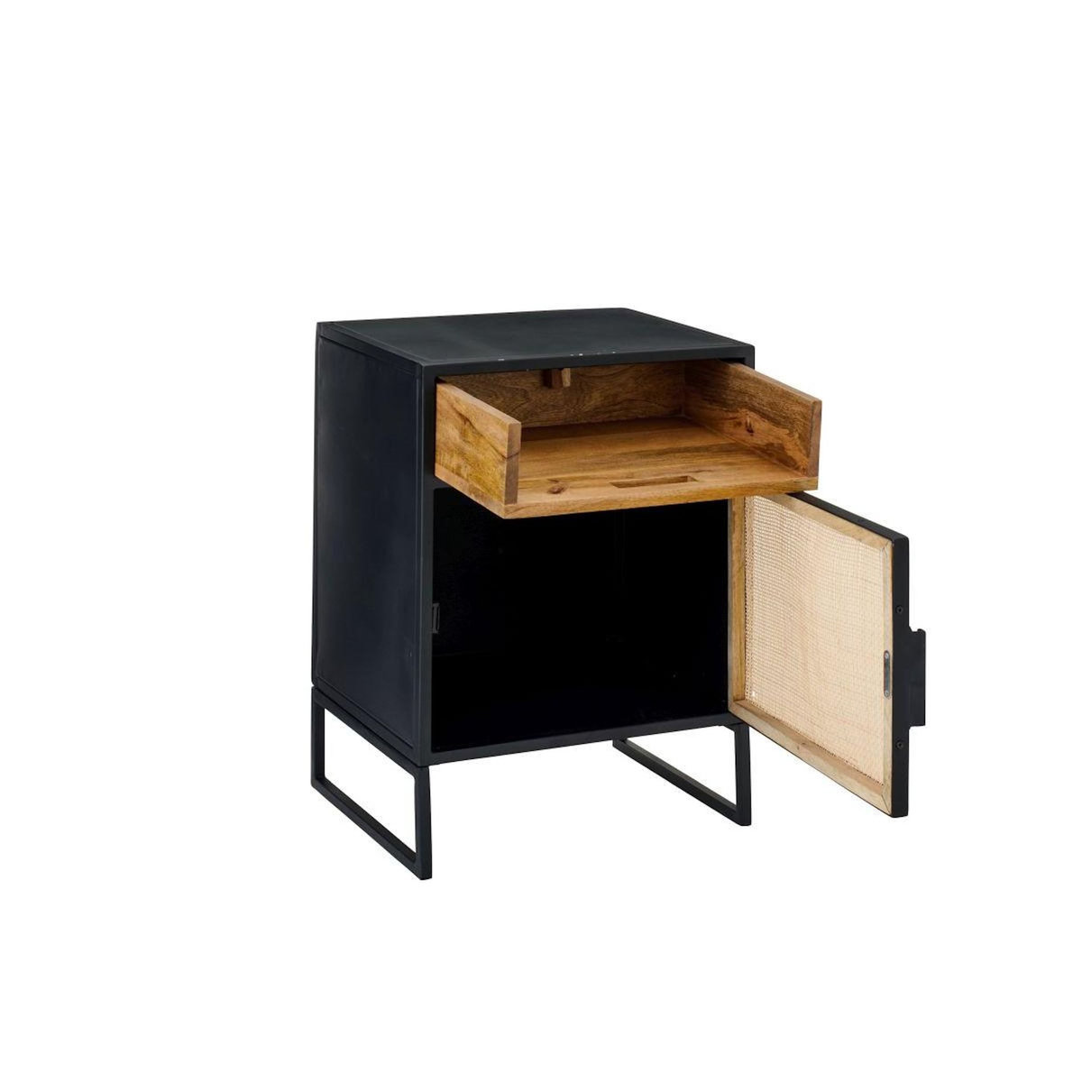 Paris Prix Table de Chevet Avec Porte  Rickey  59cm Noir & Naturel