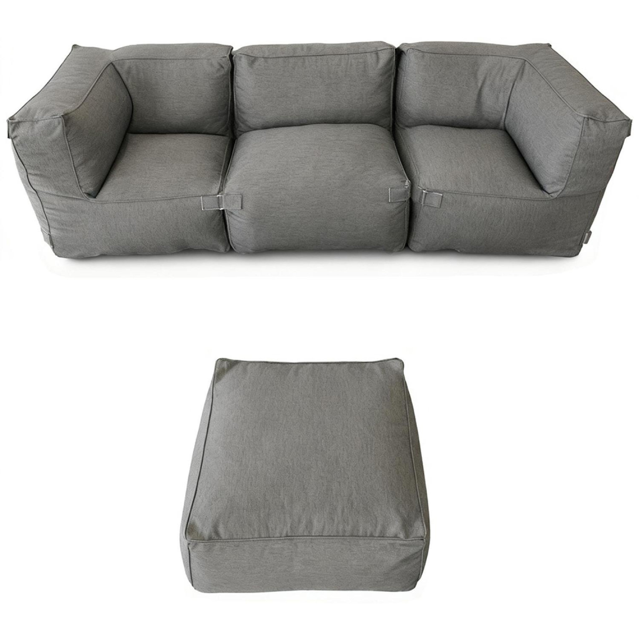 Voir la diapositive 5 : CONCEPT USINE Salon de jardin modulable 4 places gris en tissu déperlant praiano