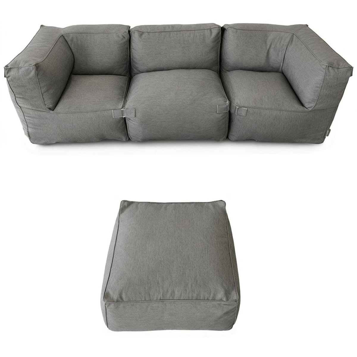 CONCEPT USINE Salon de jardin modulable 4 places gris en tissu déperlant PRAIANO