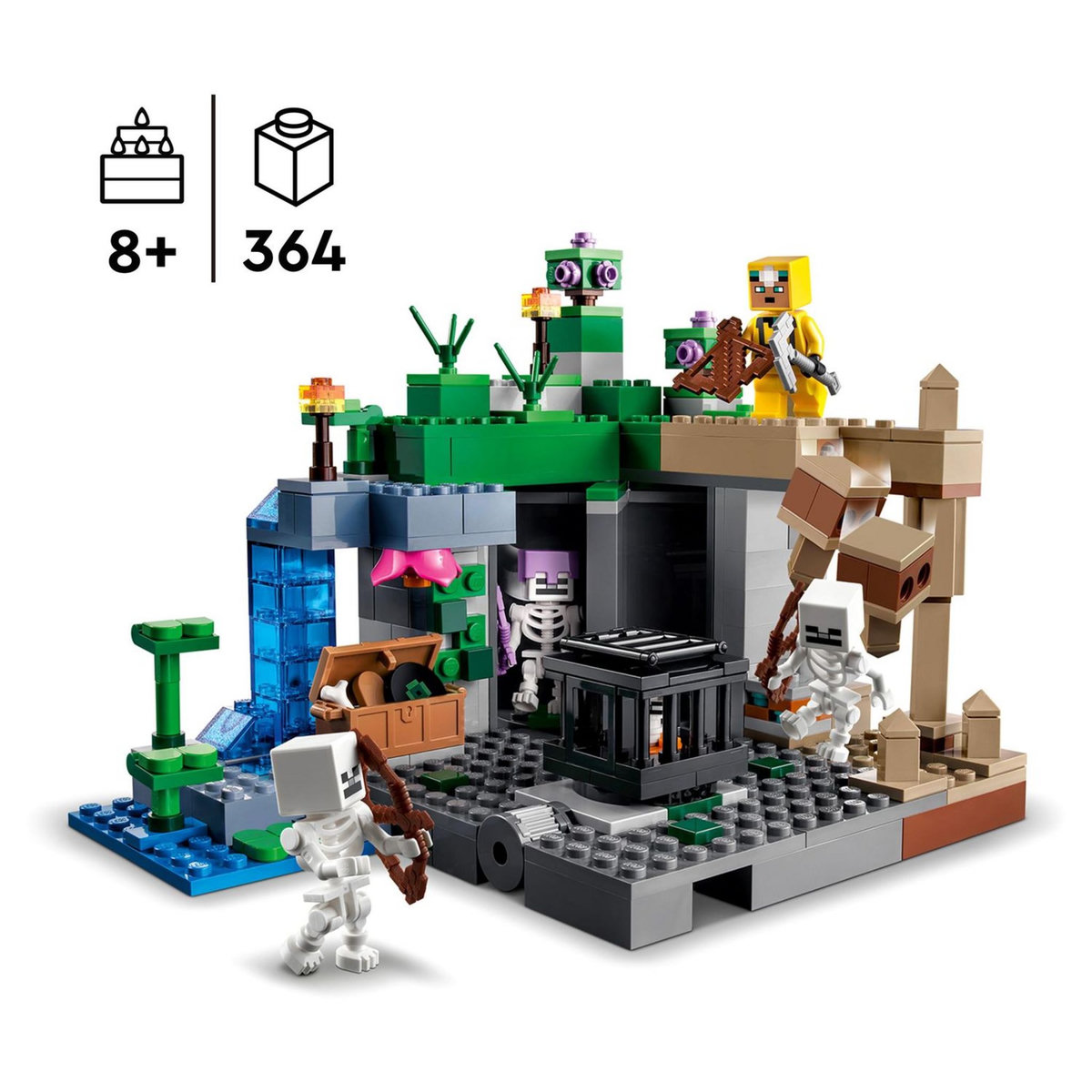 LEGO Minecraft 21189 Le Donjon du Squelette, Jouet Construction, Figurine Squelette, Grotte