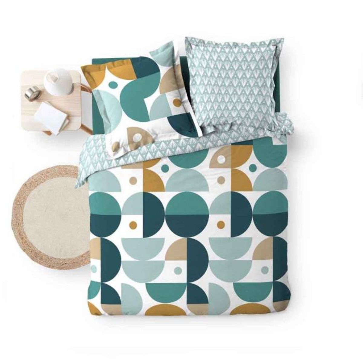 Paris Prix Parure de Lit 3 Pièces  Dorine  260x240cm Vert