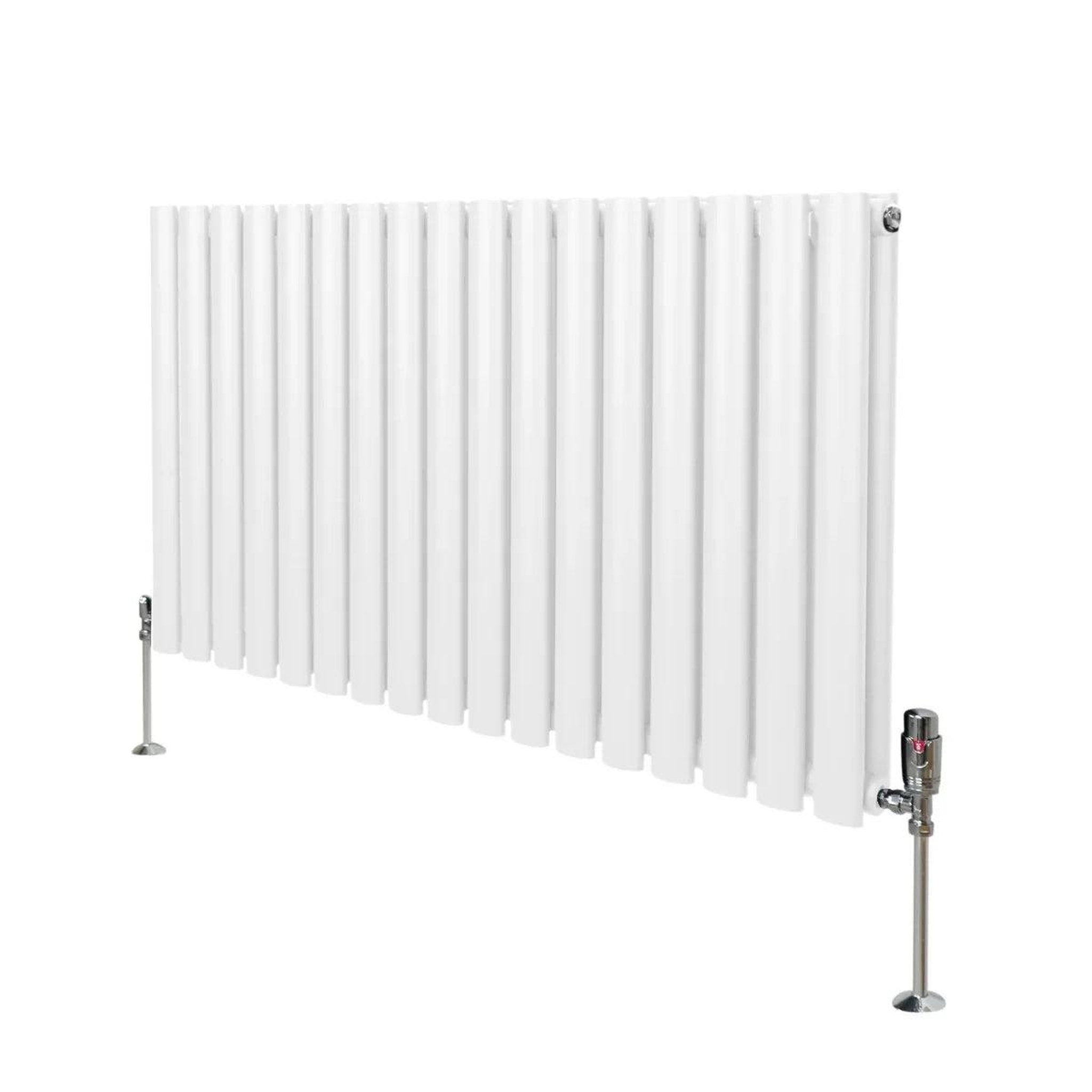 MONSTERSHOP Radiateur à colonnes ovales & robinet, 2 panneaux - 600 x 1020 mm. Coloris disponibles : Blanc, Noir, Gris