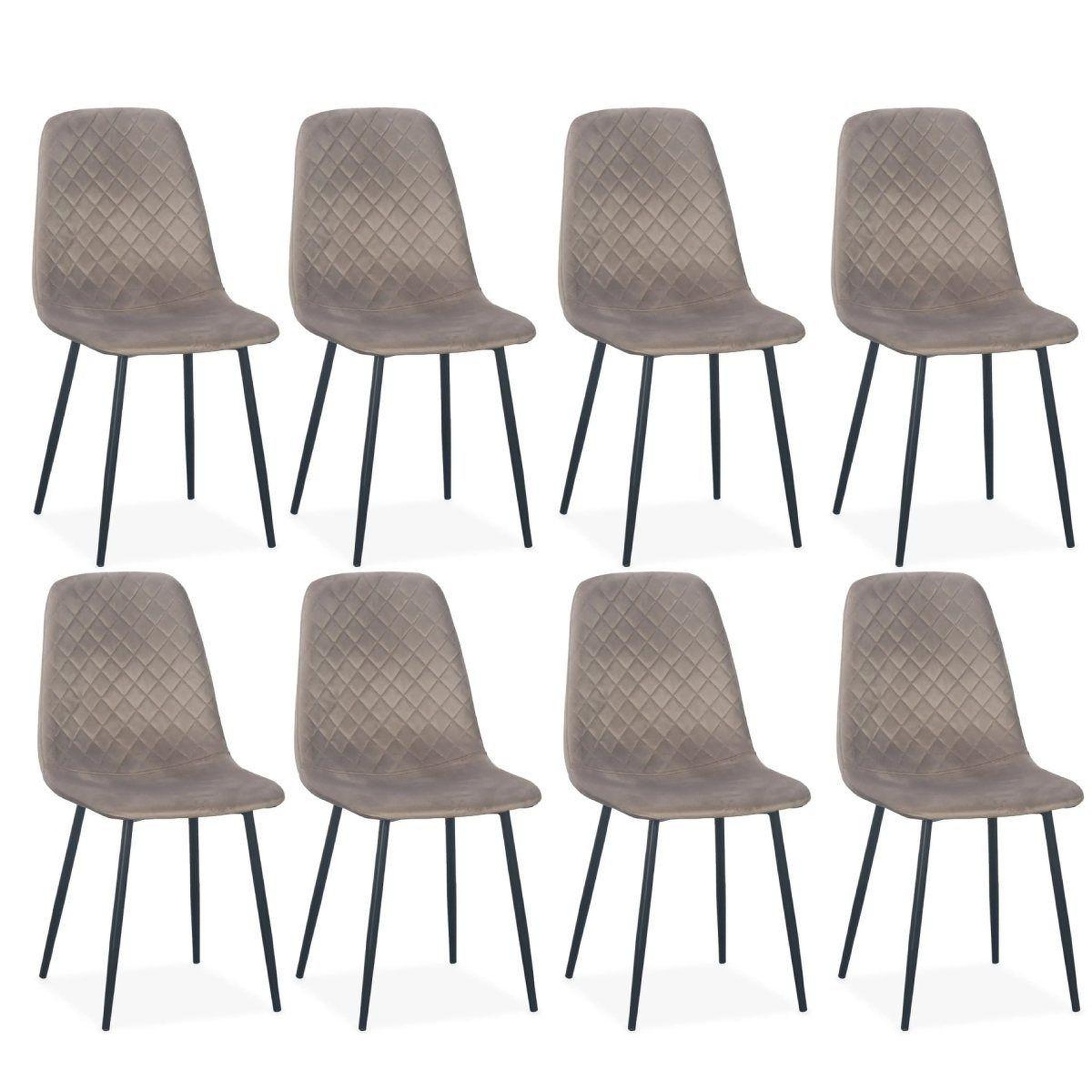 Paris Prix Lot de 8 chaises en velours  matelassées  88cm taupe