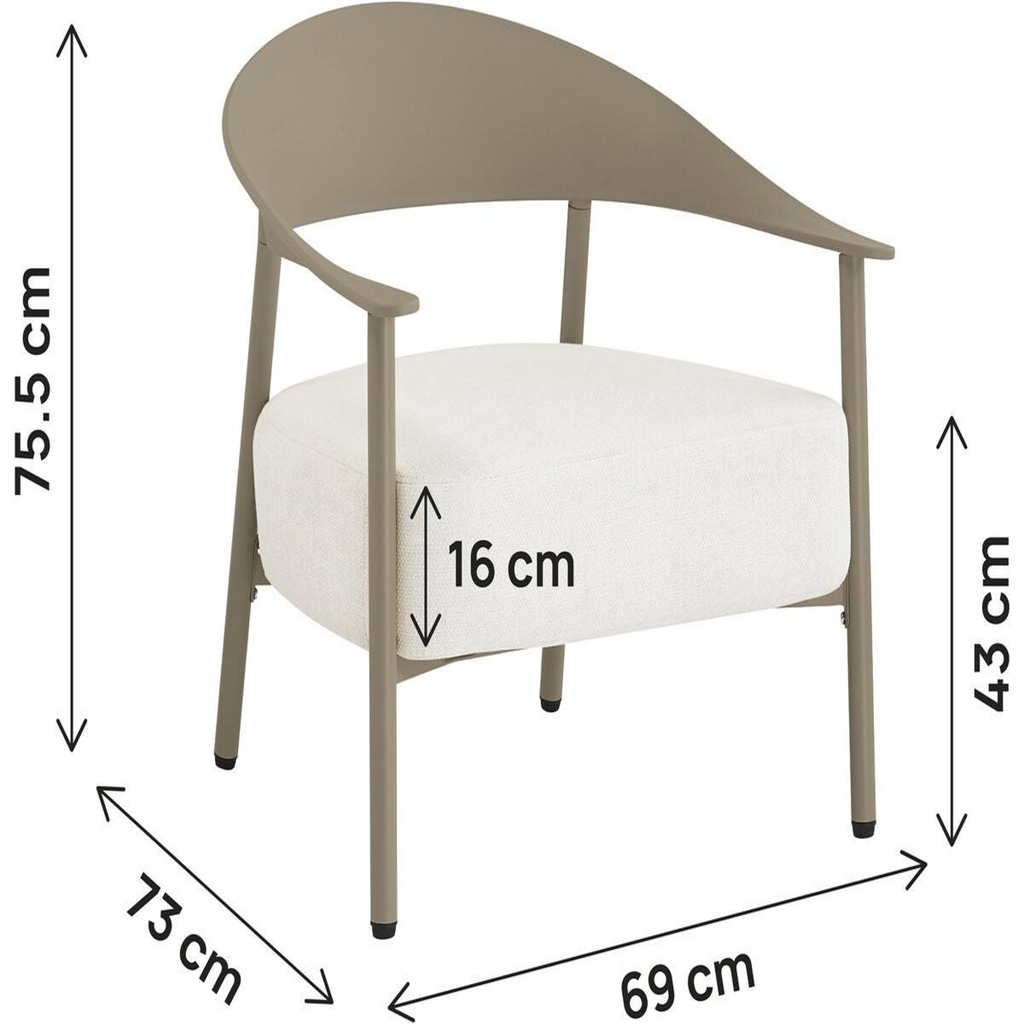 Voir la diapositive 3 : Habitat et Jardin Lot de 2 fauteuils de jardin en plastique et métal  céora  - taupe