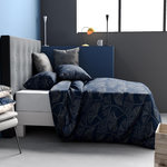 ATELIER DU COTON Parure housse de couette 100% coton 57fils edo. Coloris disponibles : Bleu