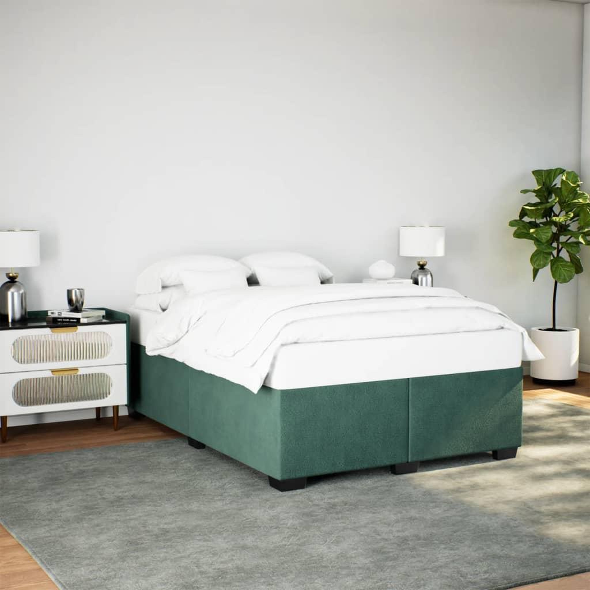 VIDAXL Cadre de lit sans matelas vert fonce 140x190 cm velours