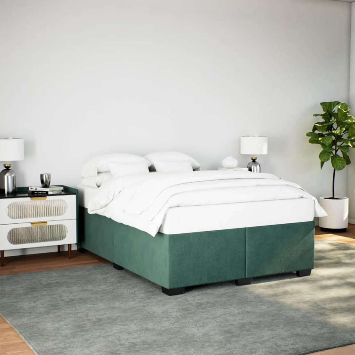 VIDAXL Cadre de lit sans matelas vert fonce 140x190 cm velours