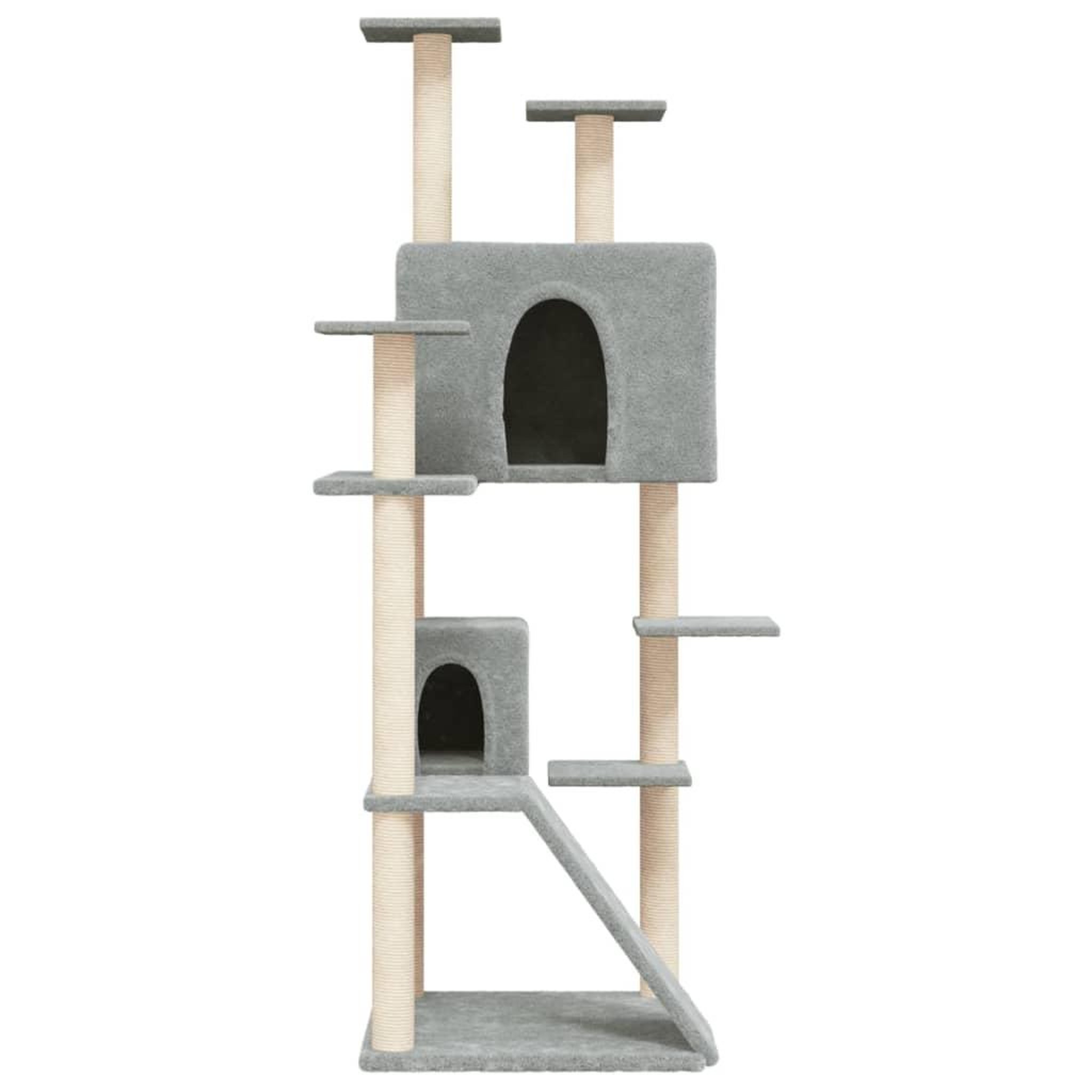 Voir la diapositive 3 : VIDAXL Arbre a chat avec griffoirs en sisal Gris clair 153 cm