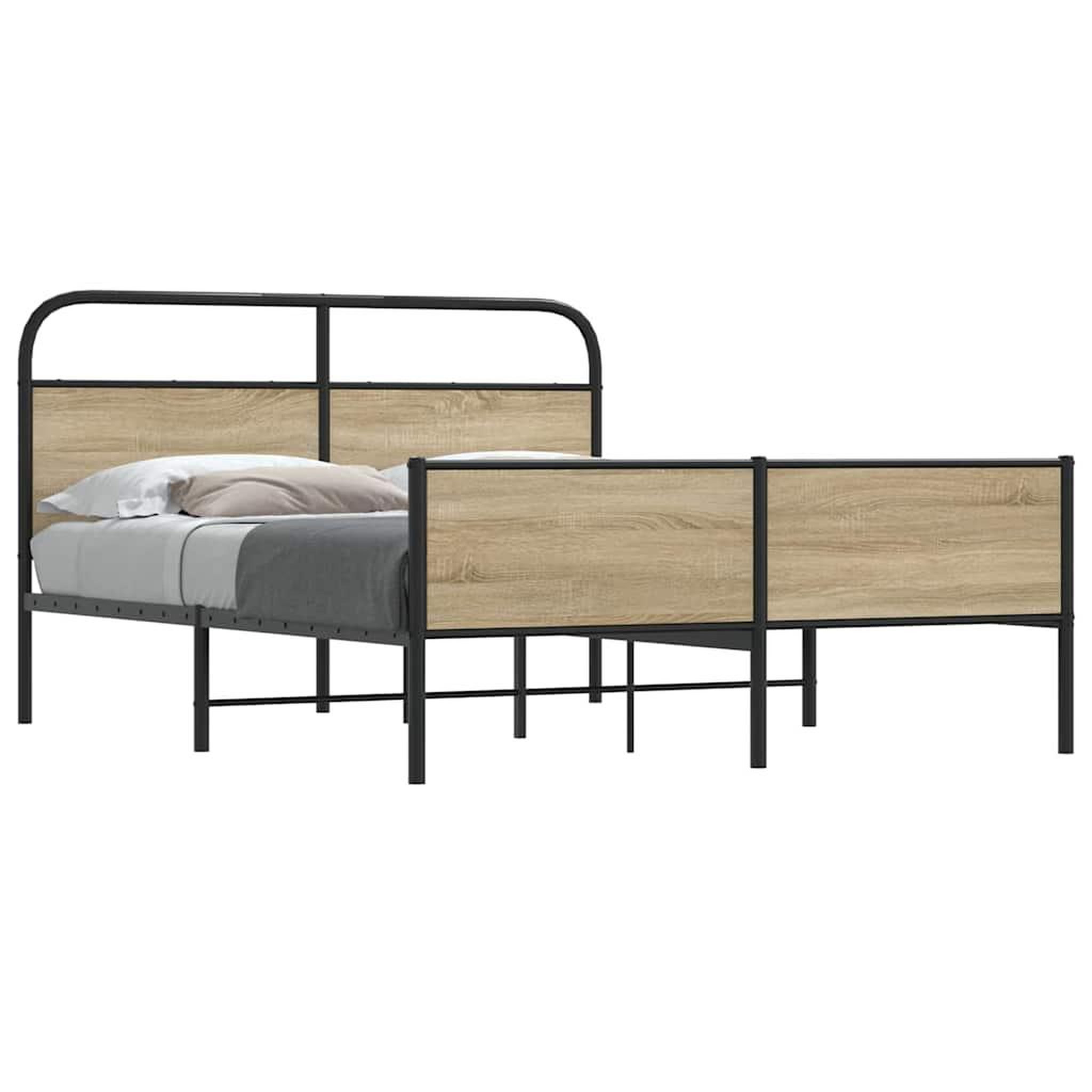 VIDAXL Cadre de lit en metal sans matelas chene fume 160x200 cm