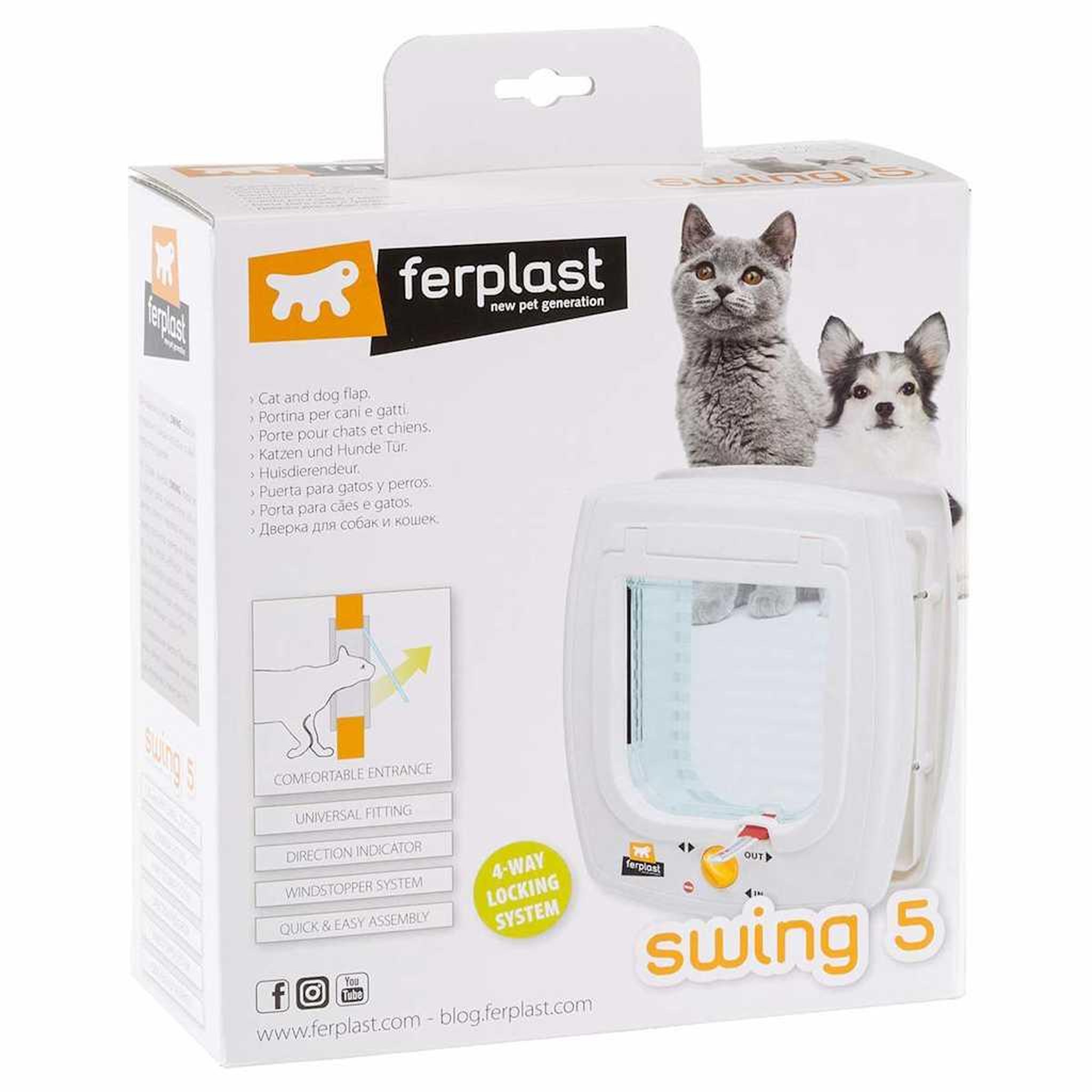 Voir la diapositive 3 : Ferplast Ferplast Chatiere manuelle a 4 voies Swing 5T Blanc 72103011