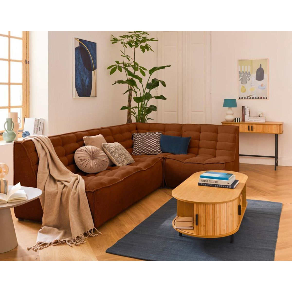 LISA DESIGN Ellie - canapé 2 places sans accoudoir en velours texturé