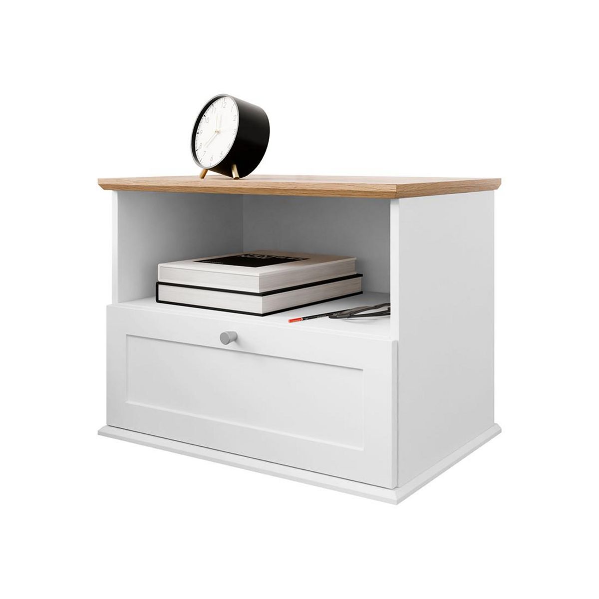 BEST MOBILIER Francesco - table de chevet - effet bois et blanc - 62 cm