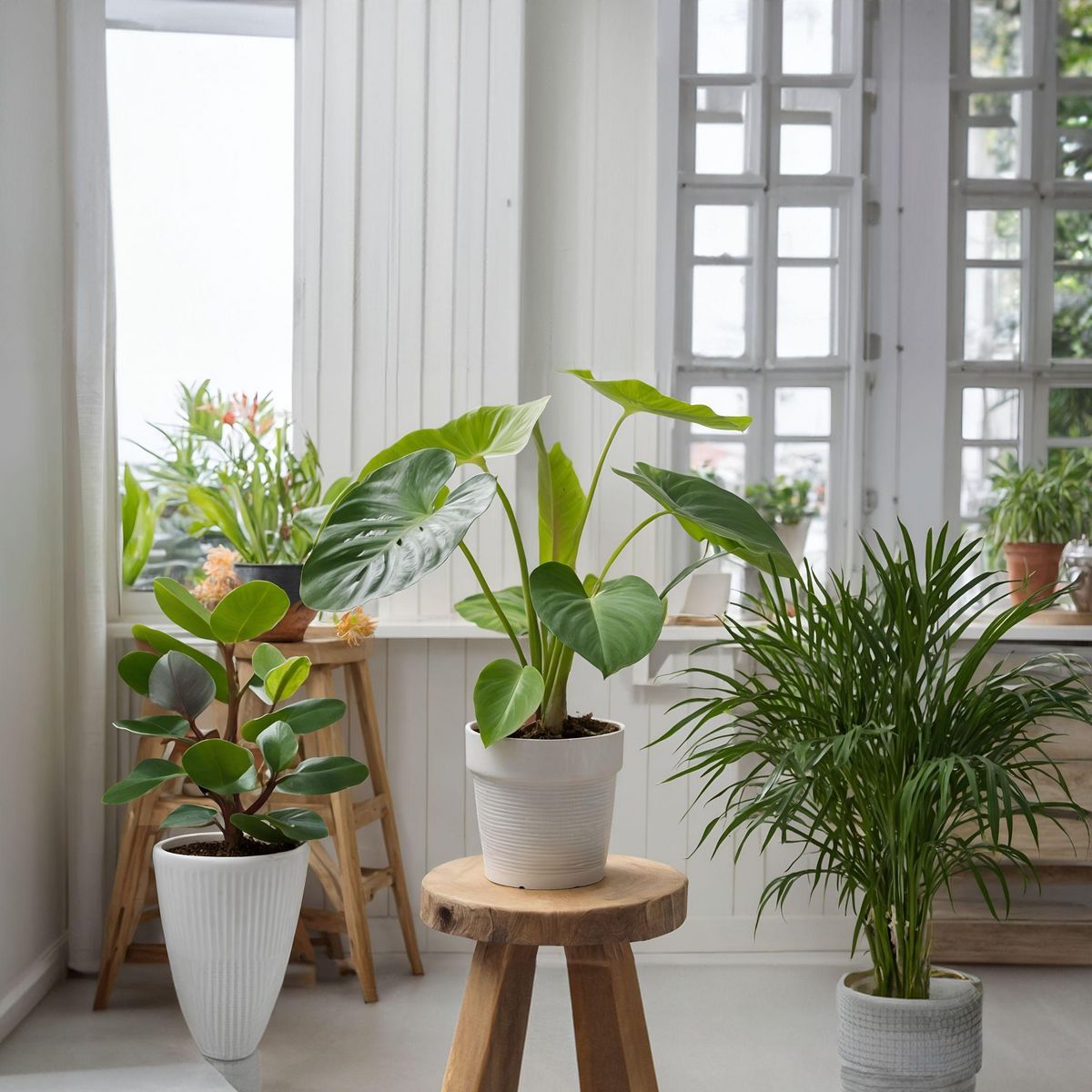 PLANT IN A BOX Palmiers d'intérieur - Set de 4 - Dypsis, Chamaedorea - Hauteur 25-40cm - ⌀12cm