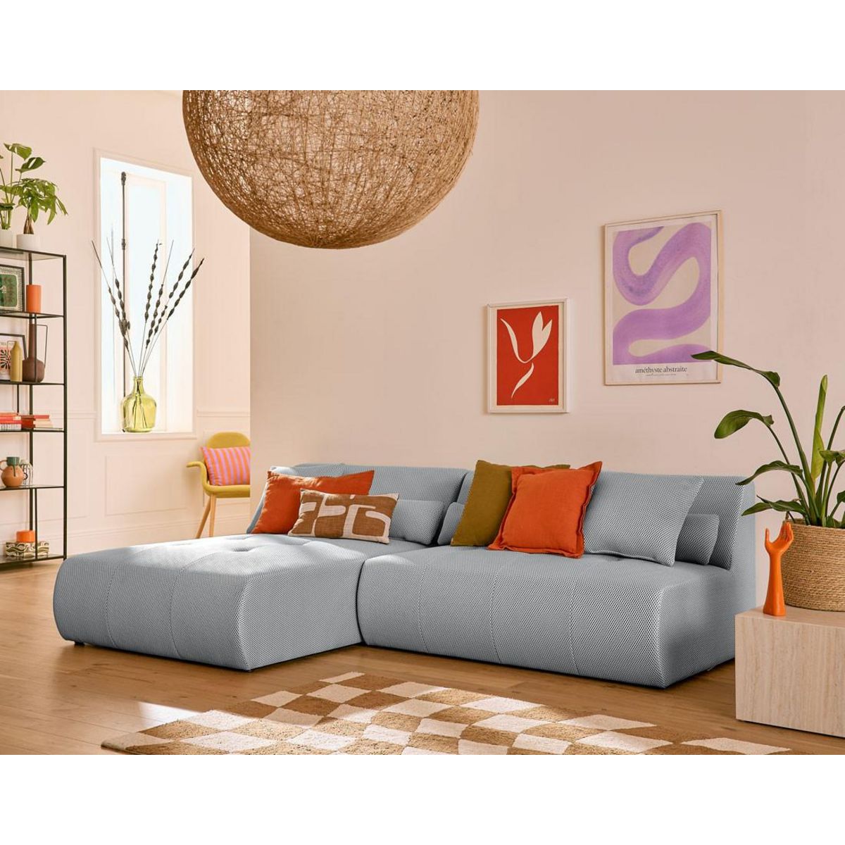 LISA DESIGN Onyx - canapé modulable d'angle réversible 4 places - en tissu mailles 3d