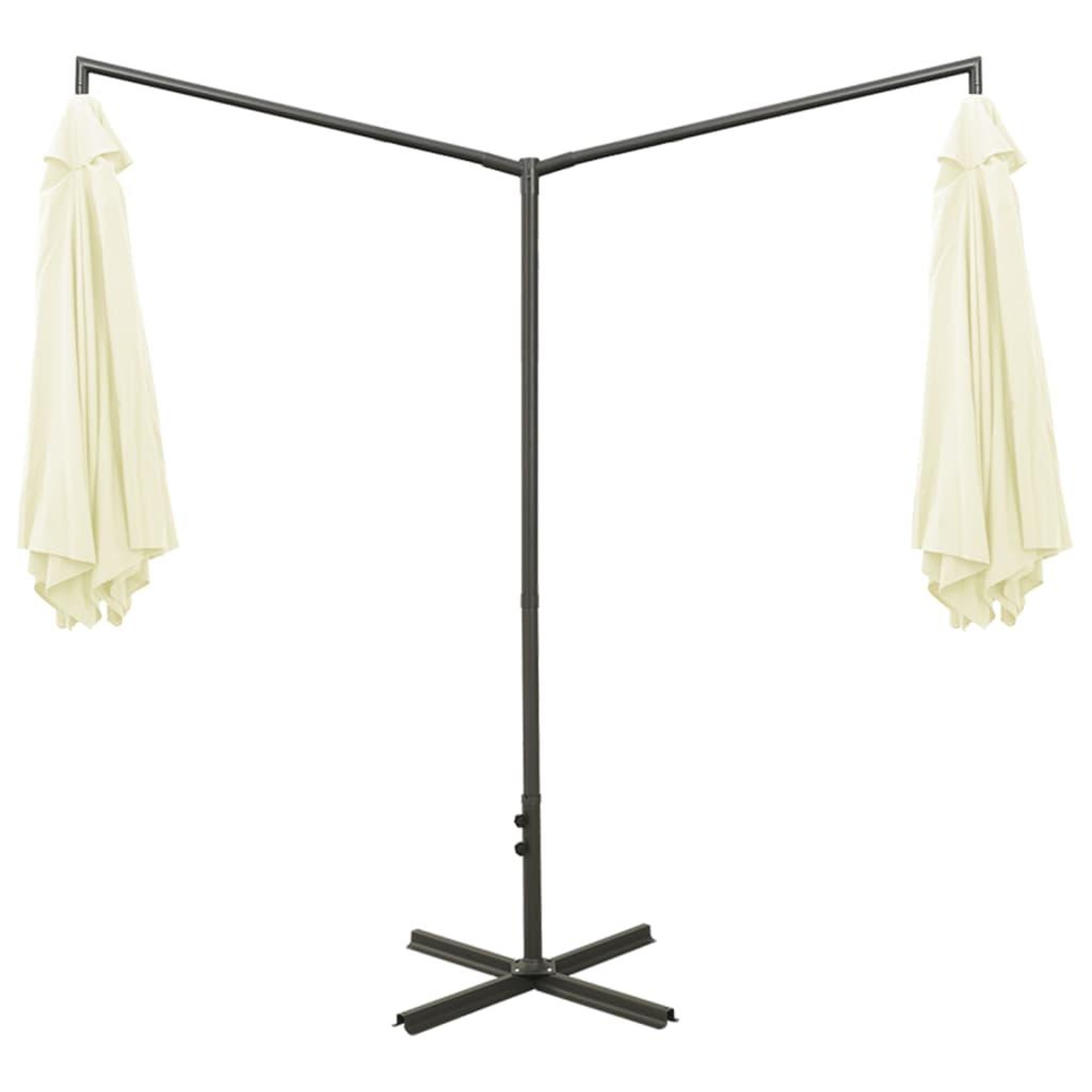 Voir la diapositive 4 : VIDAXL Parasol de jardin double avec mat en acier sable 600 cm