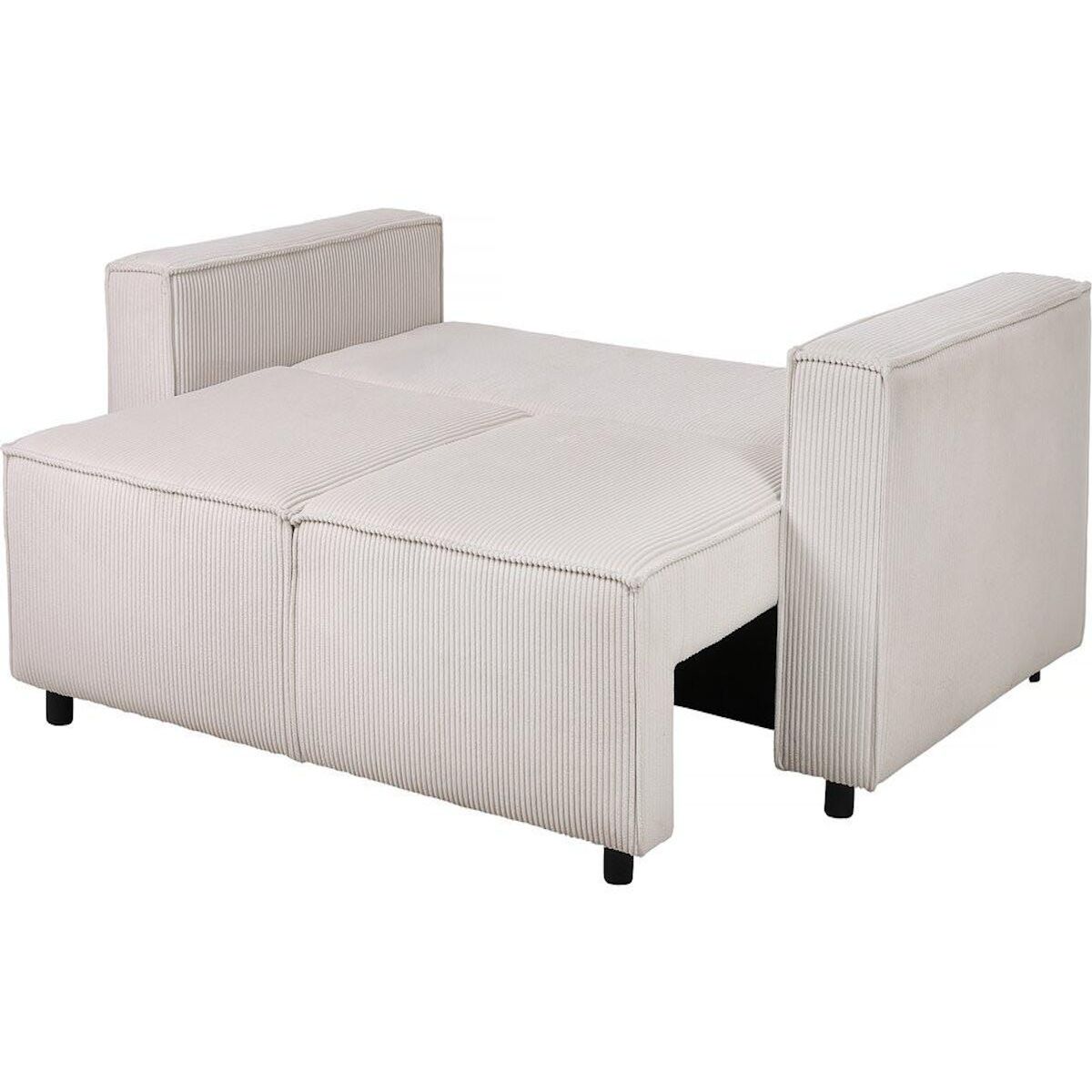 Habitat et Jardin Canapé droit convertible en velours côtelé  Montaigne S  - 2 places - Beige