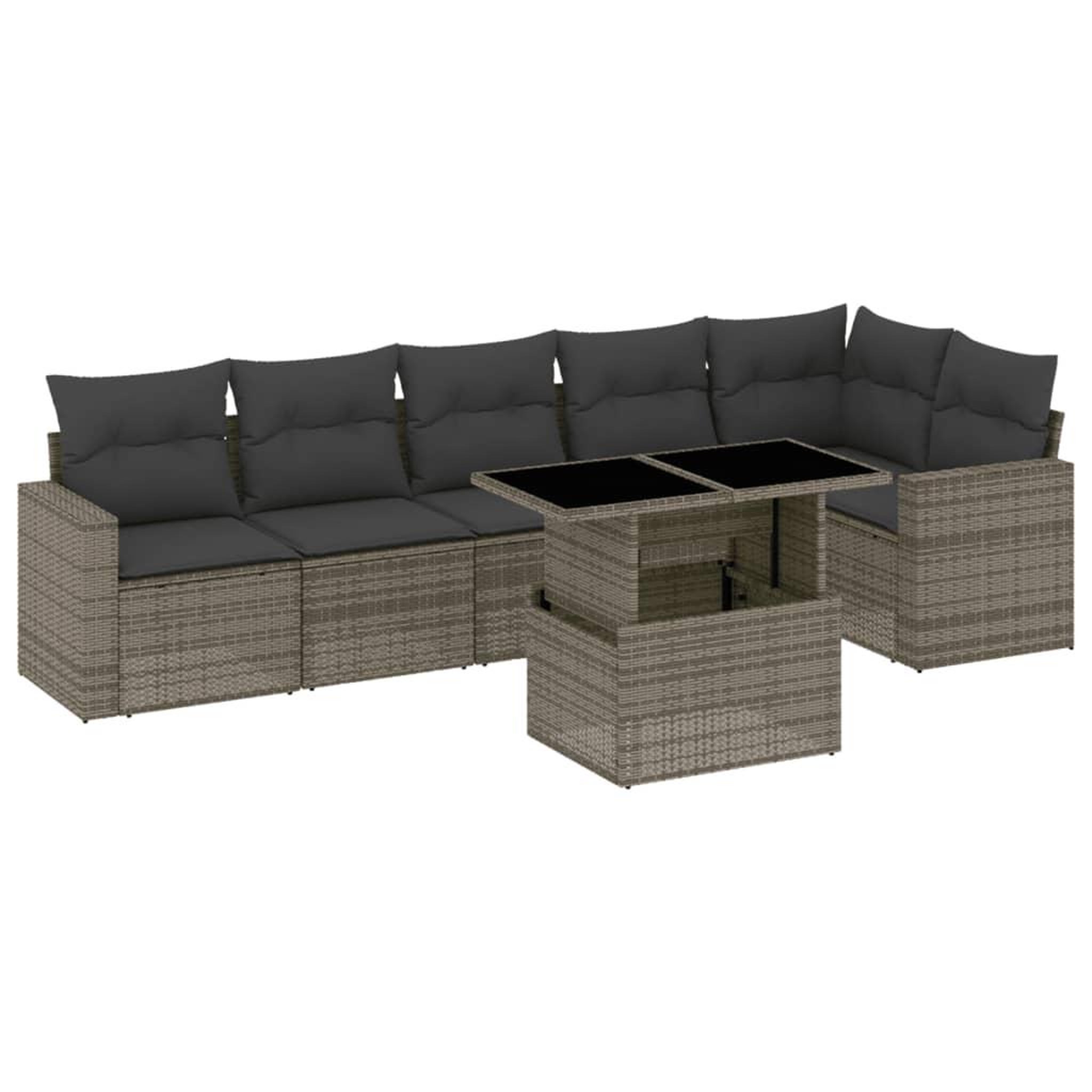 Voir la diapositive 2 : VIDAXL Salon de jardin avec coussins 7 pcs gris resine tressee