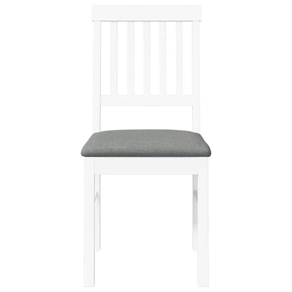 VIDAXL Chaises a manger coussins 2 pcs blanc bois massif caoutchouc