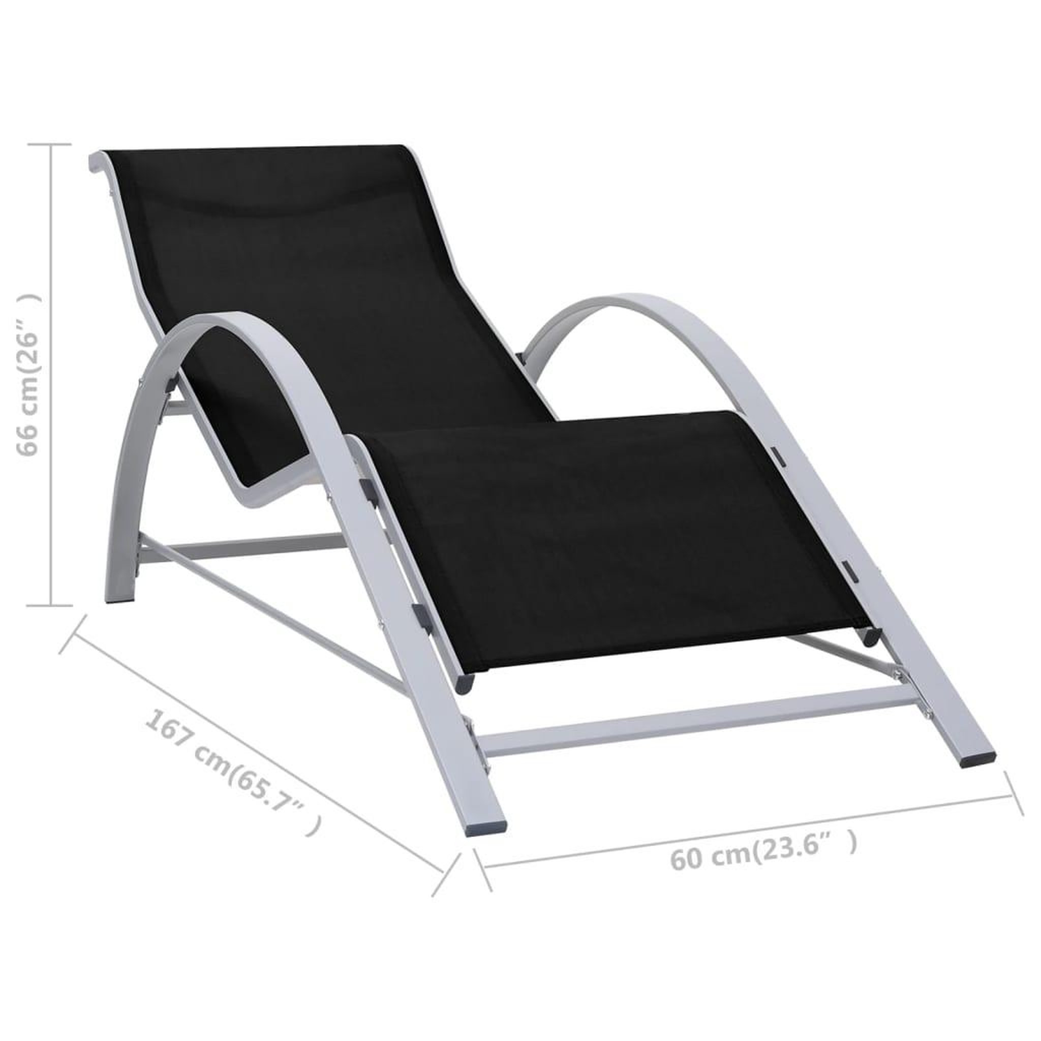 Voir la diapositive 6 : VIDAXL Chaises longues lot de 2 avec table aluminium noir