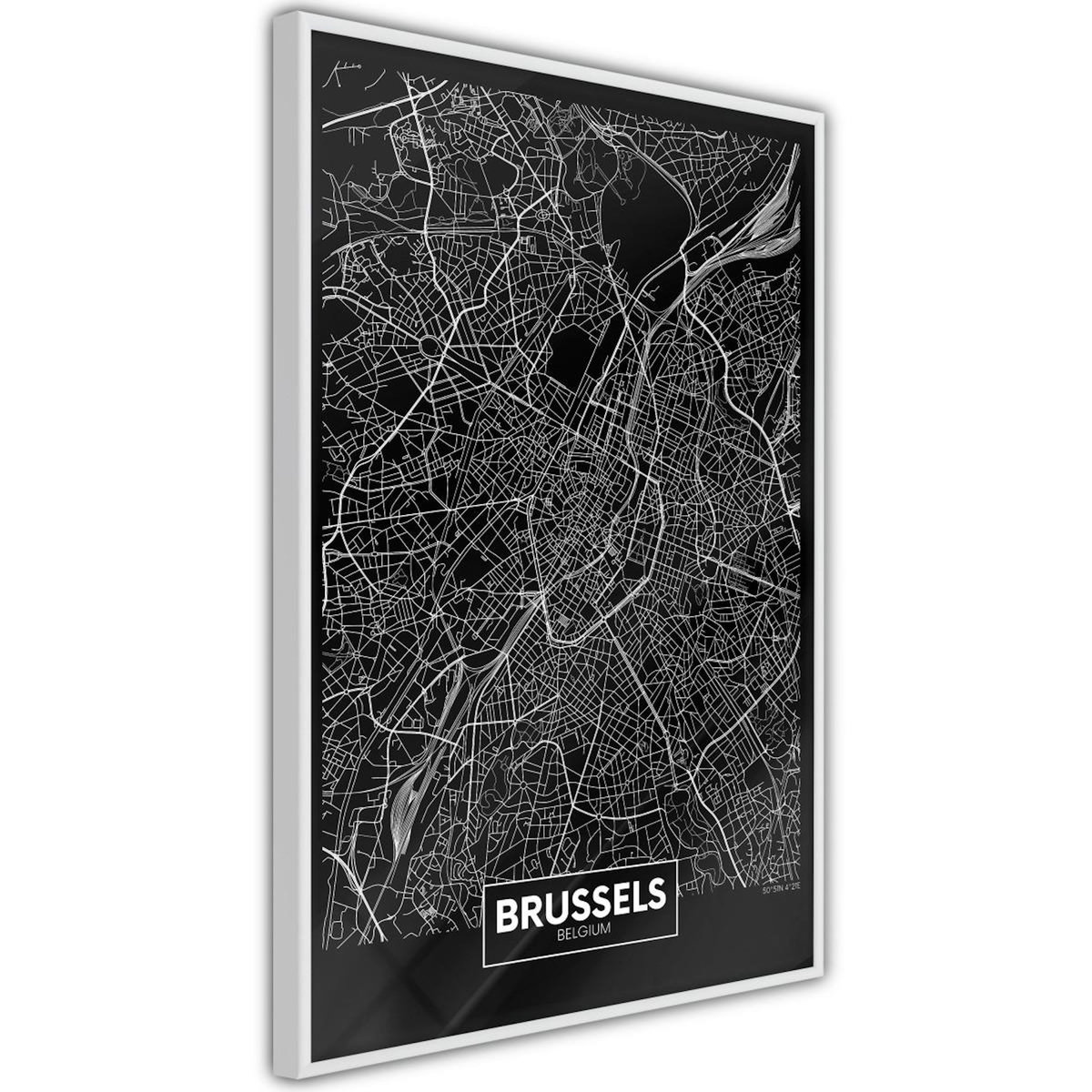 Paris Prix Affiche Murale Encadrée  City Map Brussels Dark