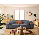 LISA DESIGN Richie - canapé droit 3 places avec double méridienne - assise profonde - en fausse fourrure côtelée. Coloris disponibles : Marron, Beige, Gris, Bleu, Orange, Vert