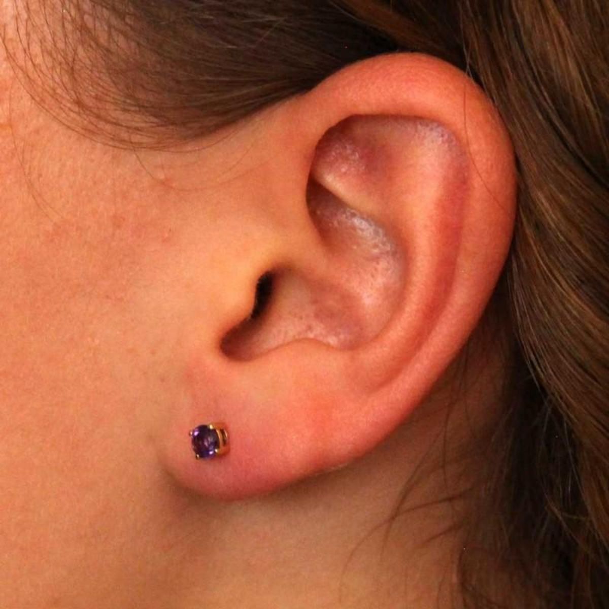 L'ATELIER D'AZUR Boucles d'Oreilles Or Jaune et Améthyste Ronde