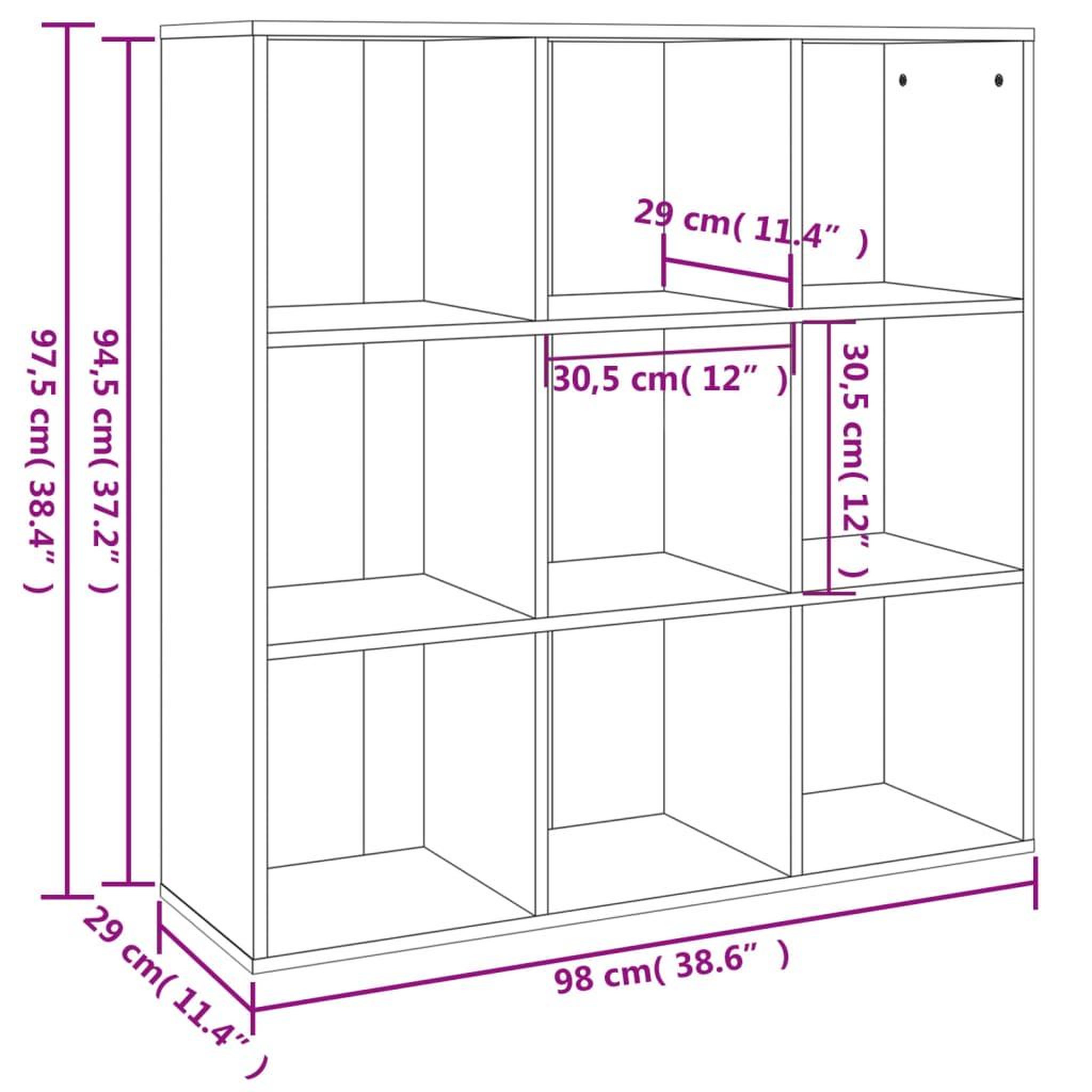 Voir la diapositive 6 : VIDAXL Armoire a livres sonoma gris 98x29x97,5 cm