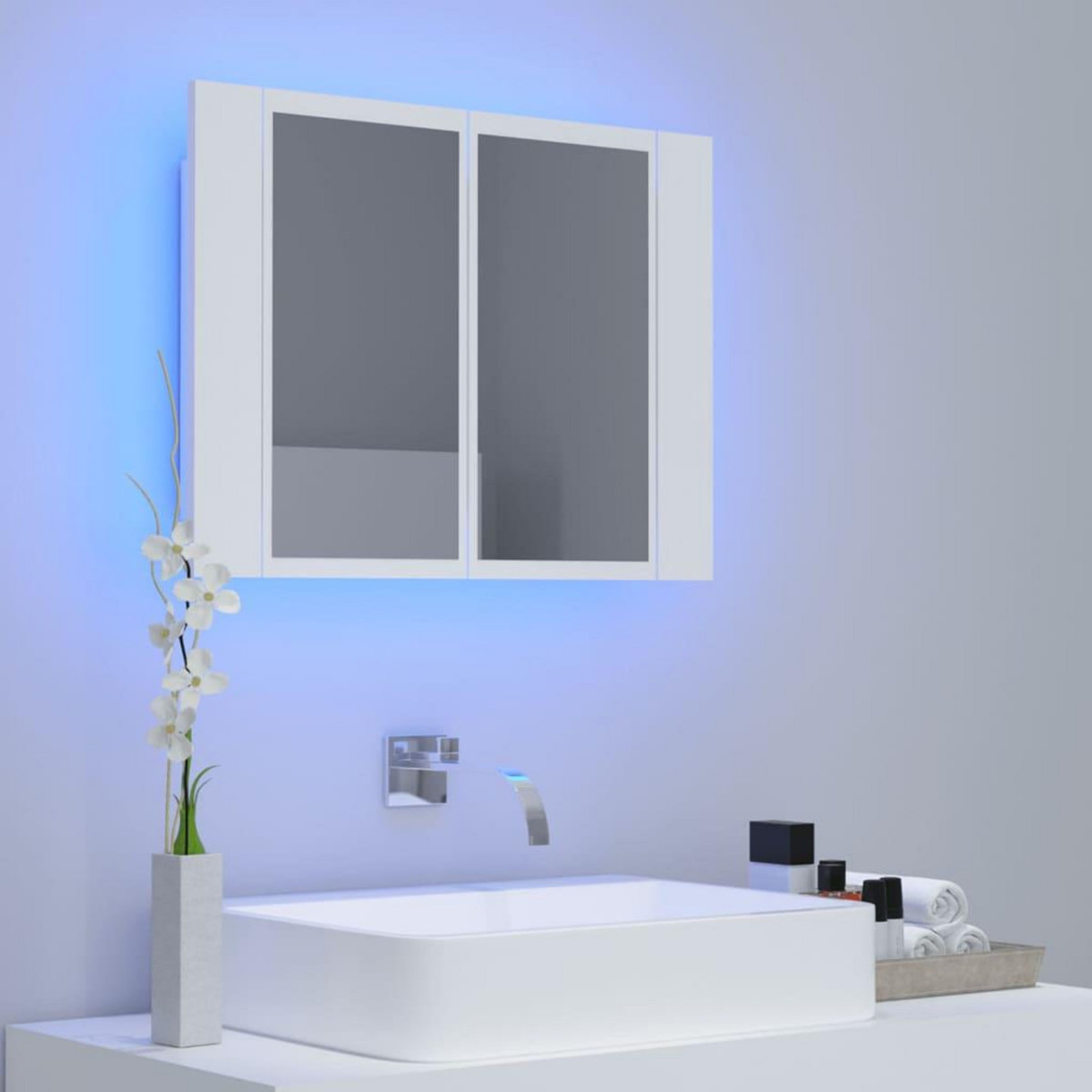 VIDAXL Armoire salle de bain a miroir LED Blanc 60x12x45 cm Acrylique